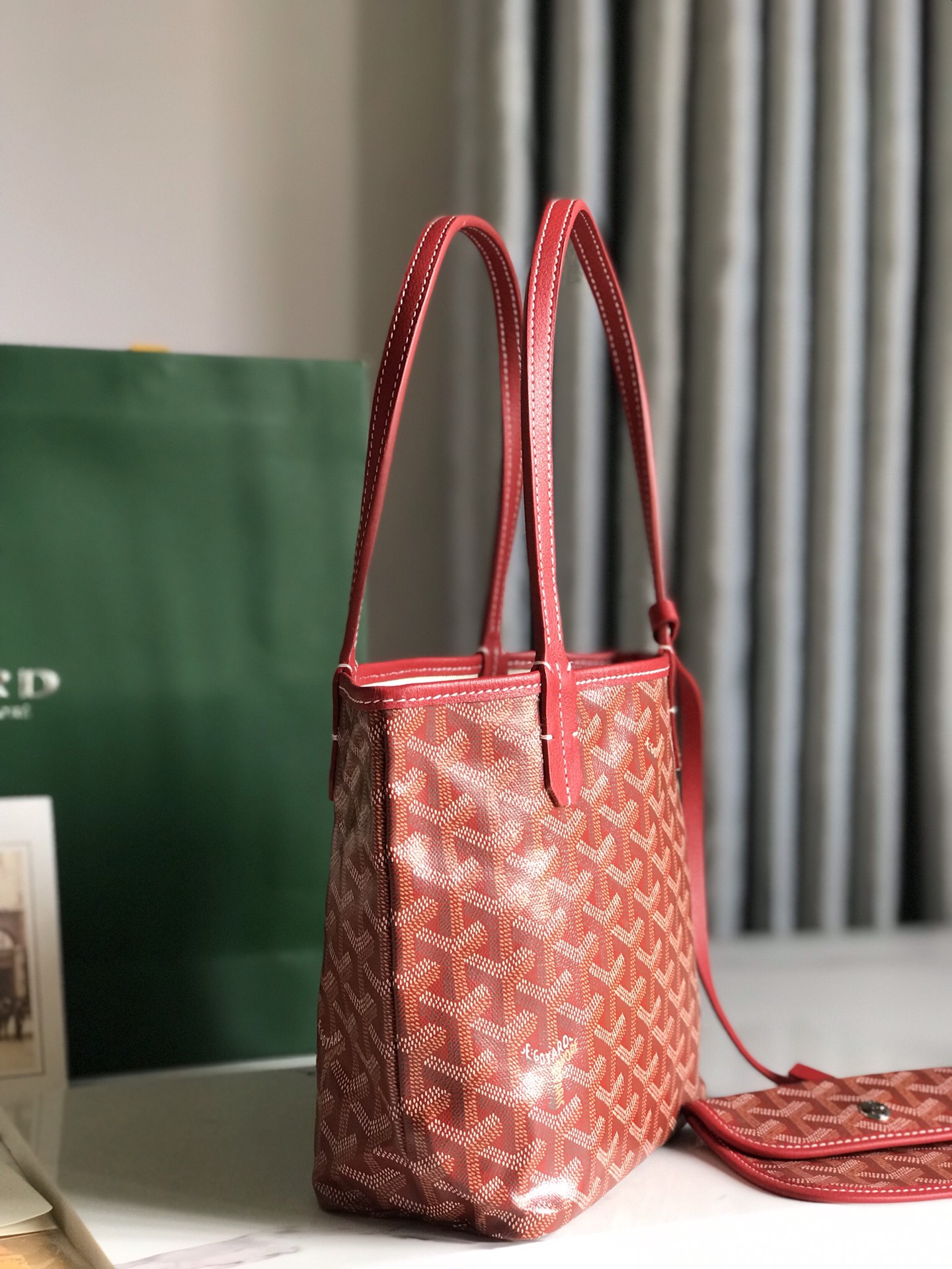 GOYARD Goyardine Reversible Mini Anjou Red 1674987