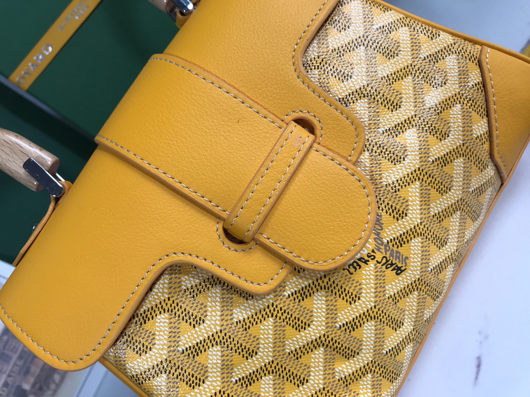 Goyard Yellow Chevron Print Coated Canvas Mini Saigon Bag