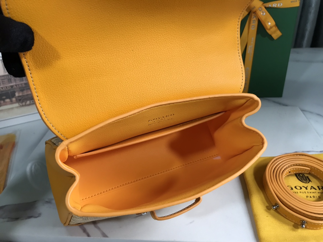 Goyard Yellow Chevron Print Coated Canvas Mini Saigon Bag