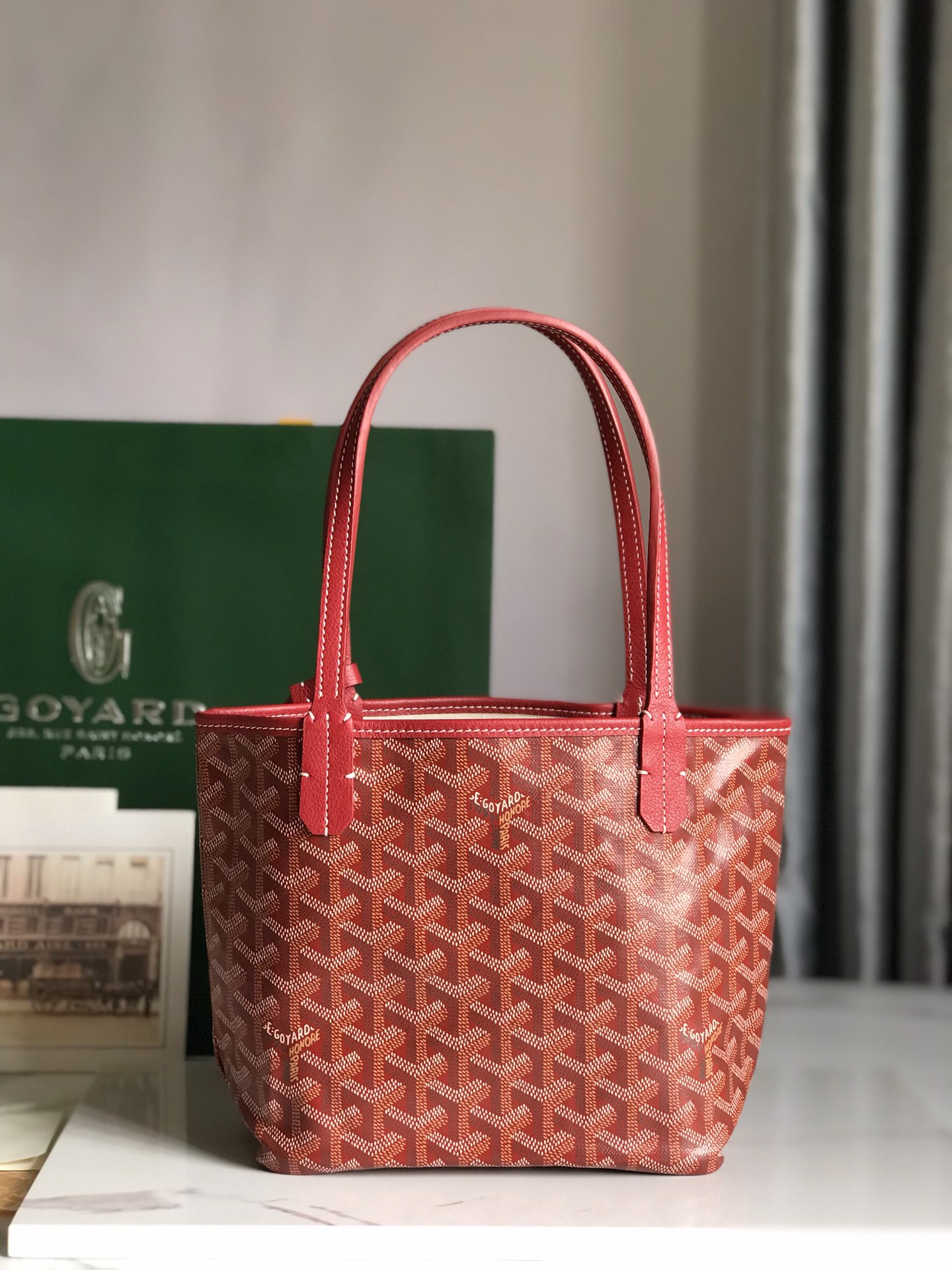 GOYARD Goyardine Reversible Mini Anjou Red 1674987