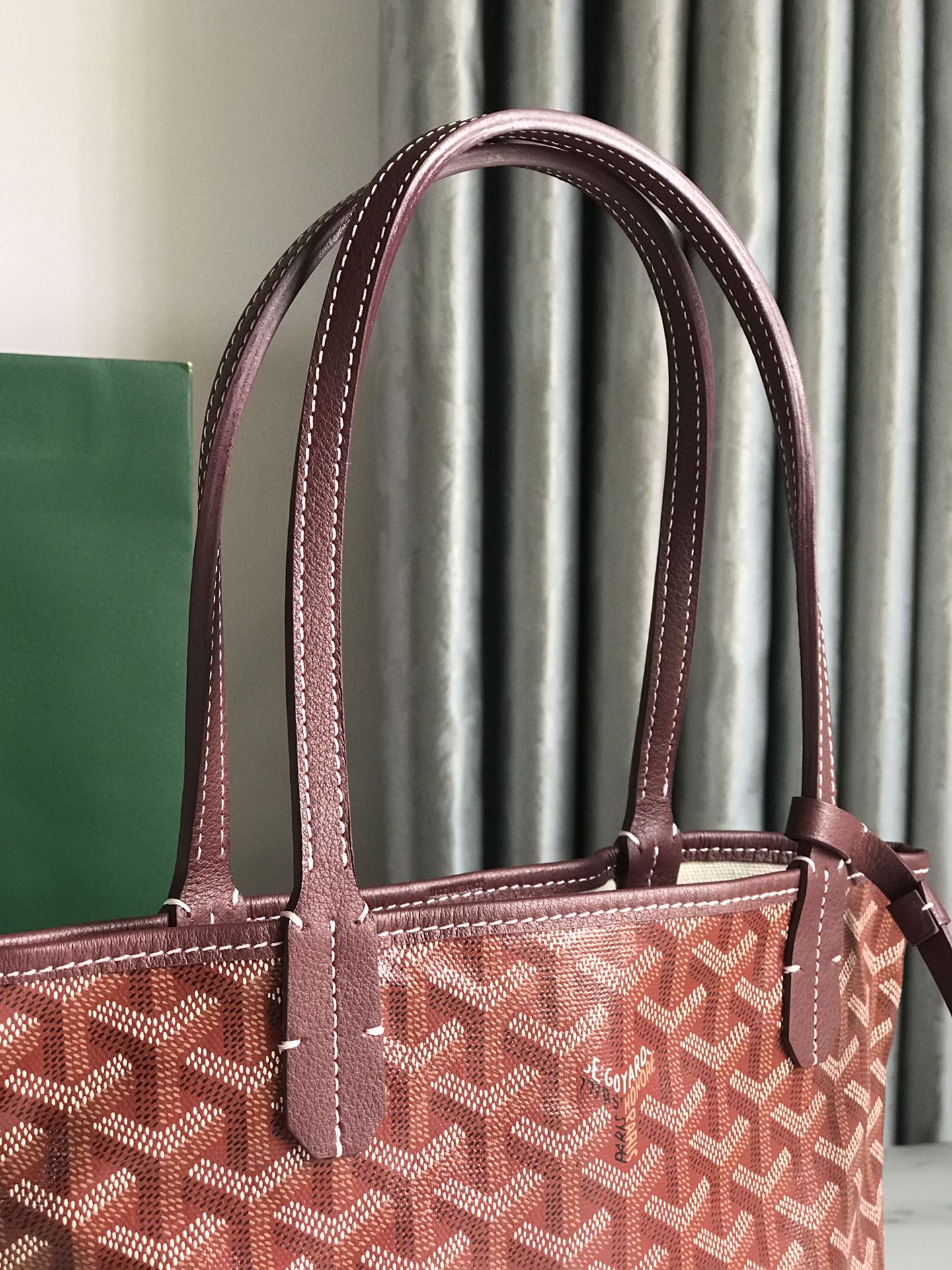 Goyard Goyardine Burgundy Anjou Mini Tote Bag Silver ...