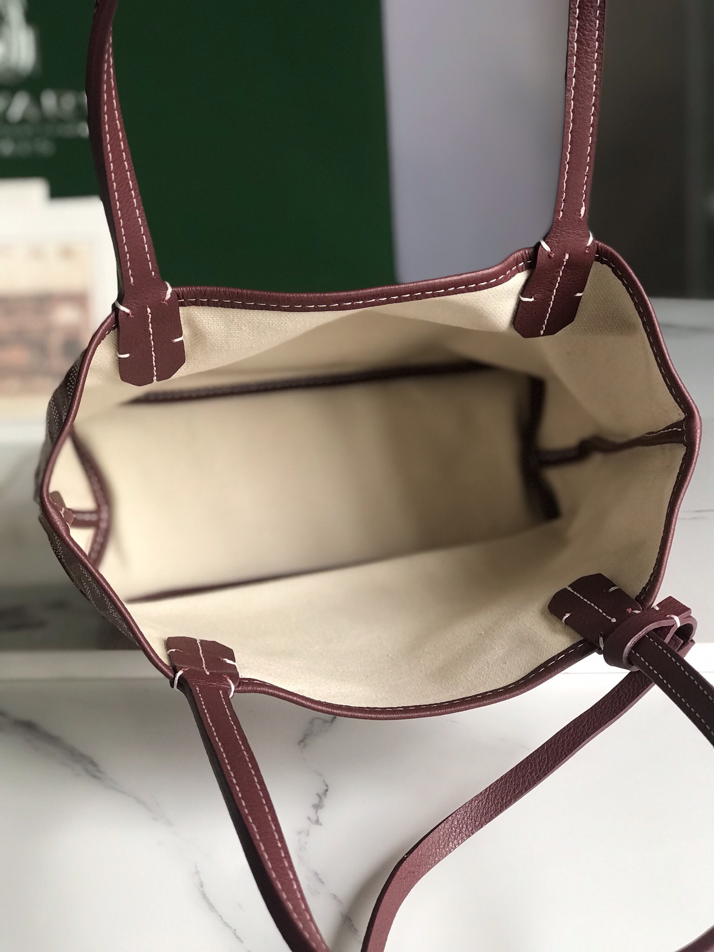 Goyard Goyardine Burgundy Anjou Mini Tote Bag Silver ...