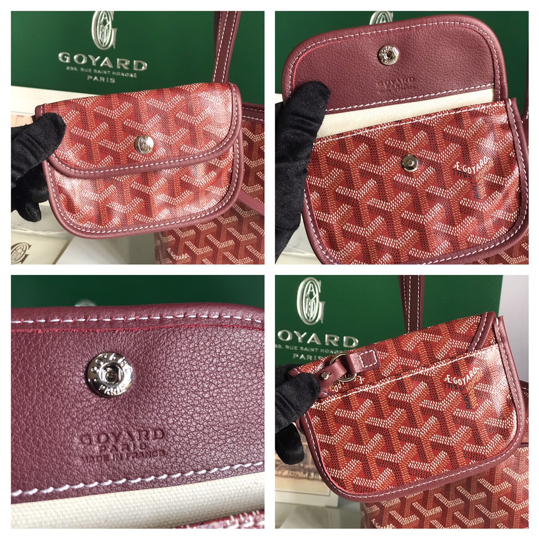 Goyard Goyardine Burgundy Anjou Mini Tote Bag Silver ...
