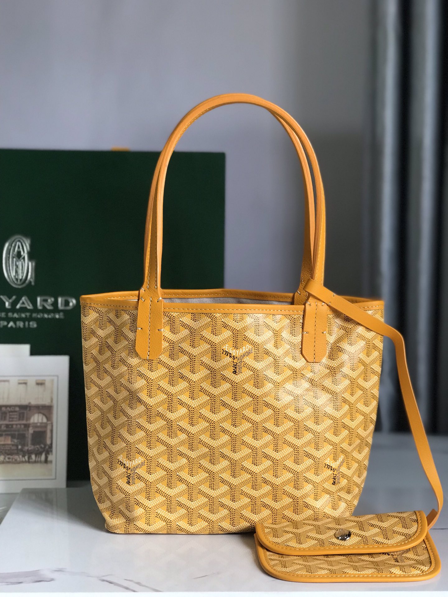 Goyard Yellow Mini Reversible Anjou Tote Bag Cloth Cloth