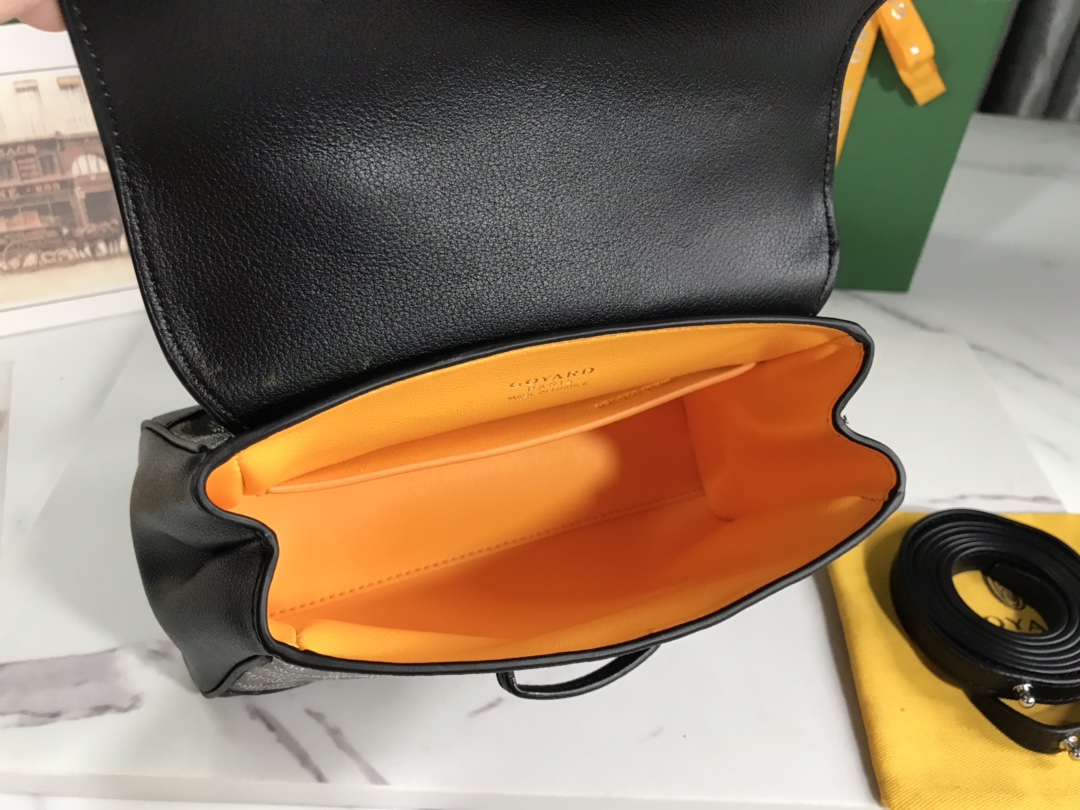 Goyard Saigon Top Handle Bag Canvas Calfskin Black SHW