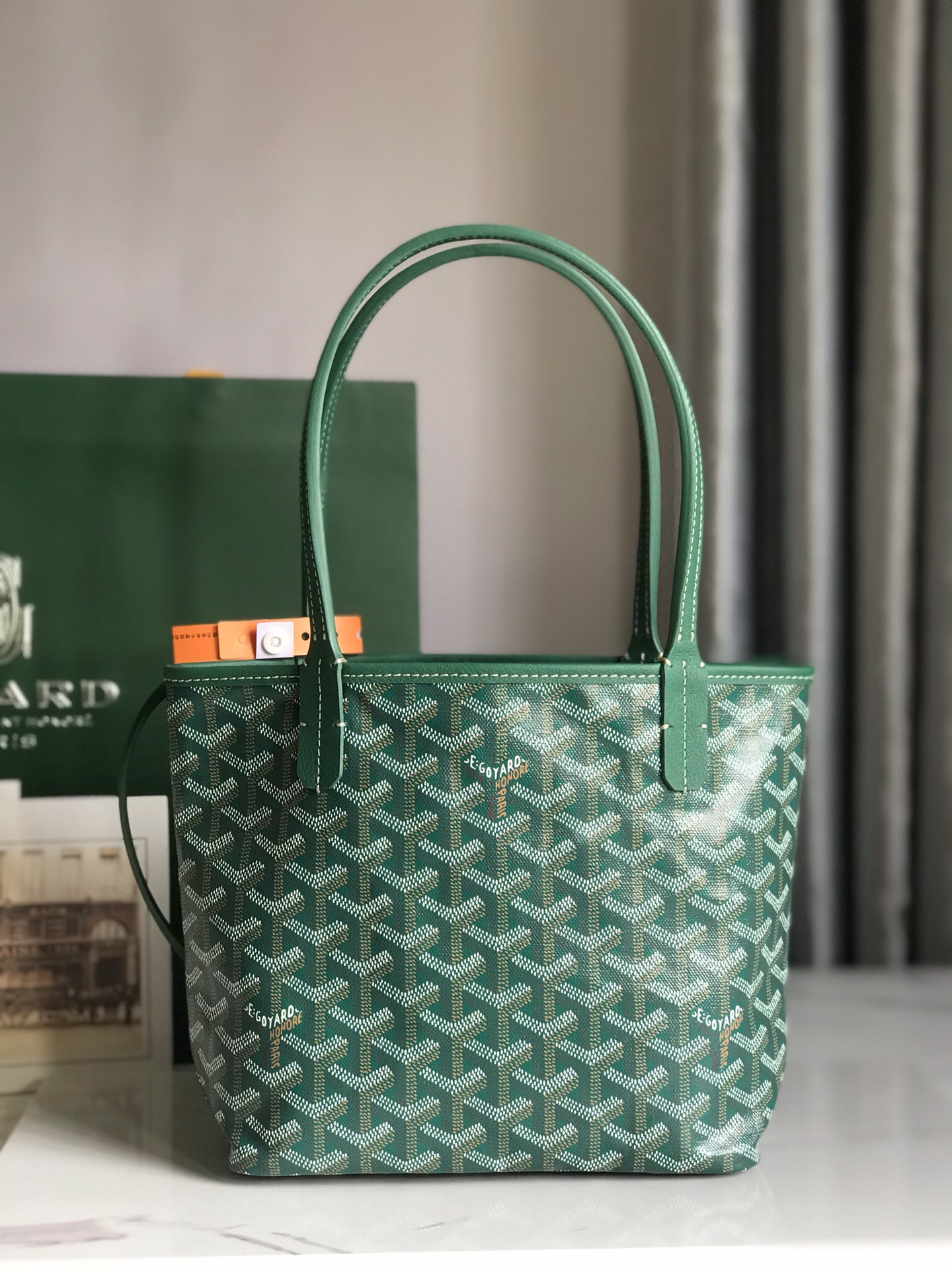 Goyard Anjou Mini Tote Bag Pouch Green Hand Purse ...