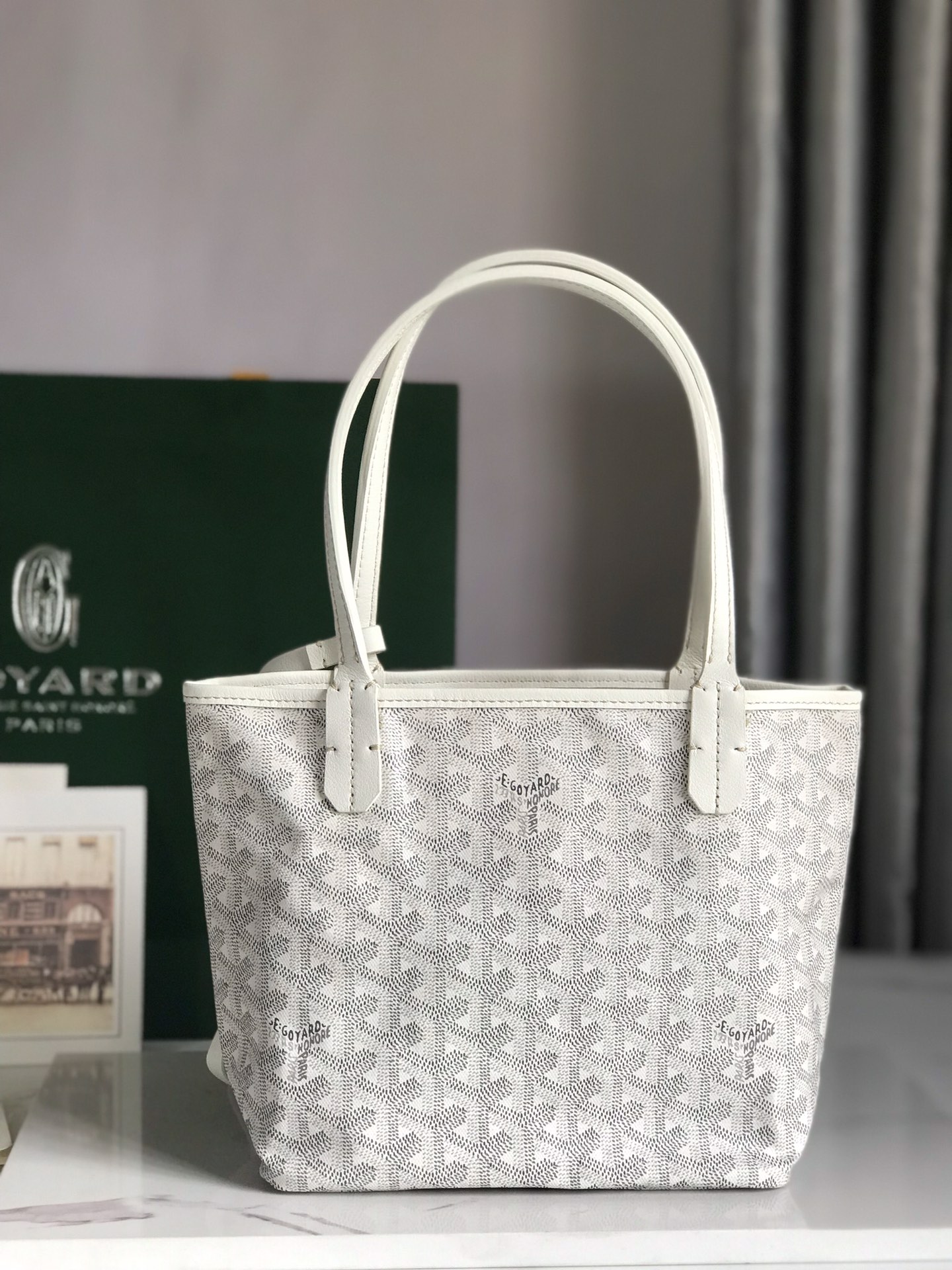 Goyard White Mini Goyardine Reversible Anjou Leather Cloth