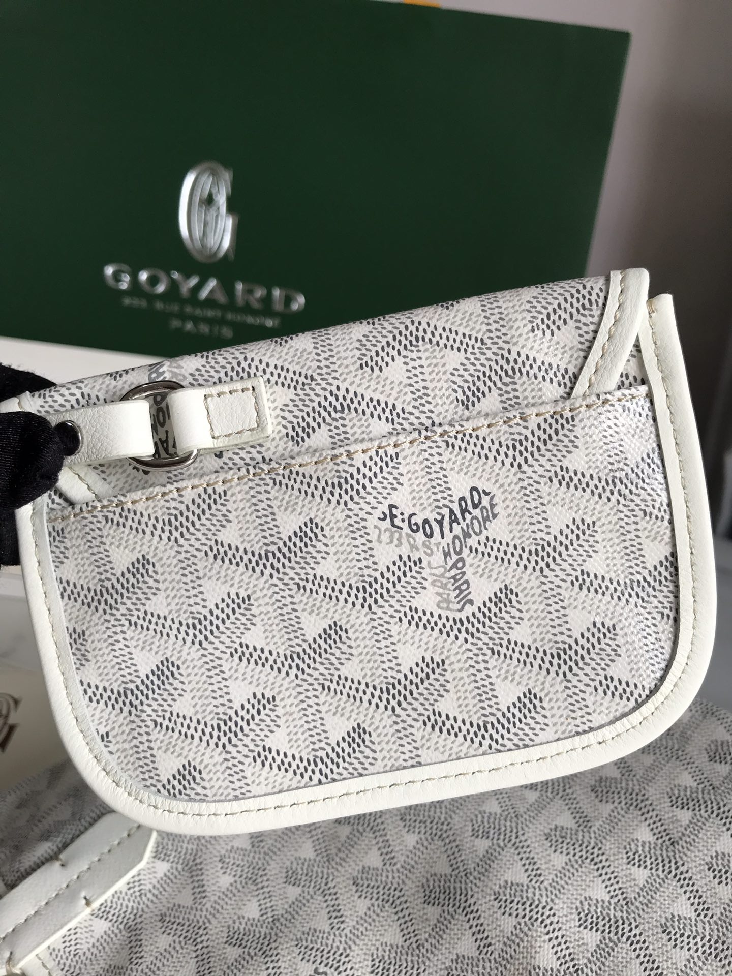 Goyard White Mini Goyardine Reversible Anjou Leather Cloth
