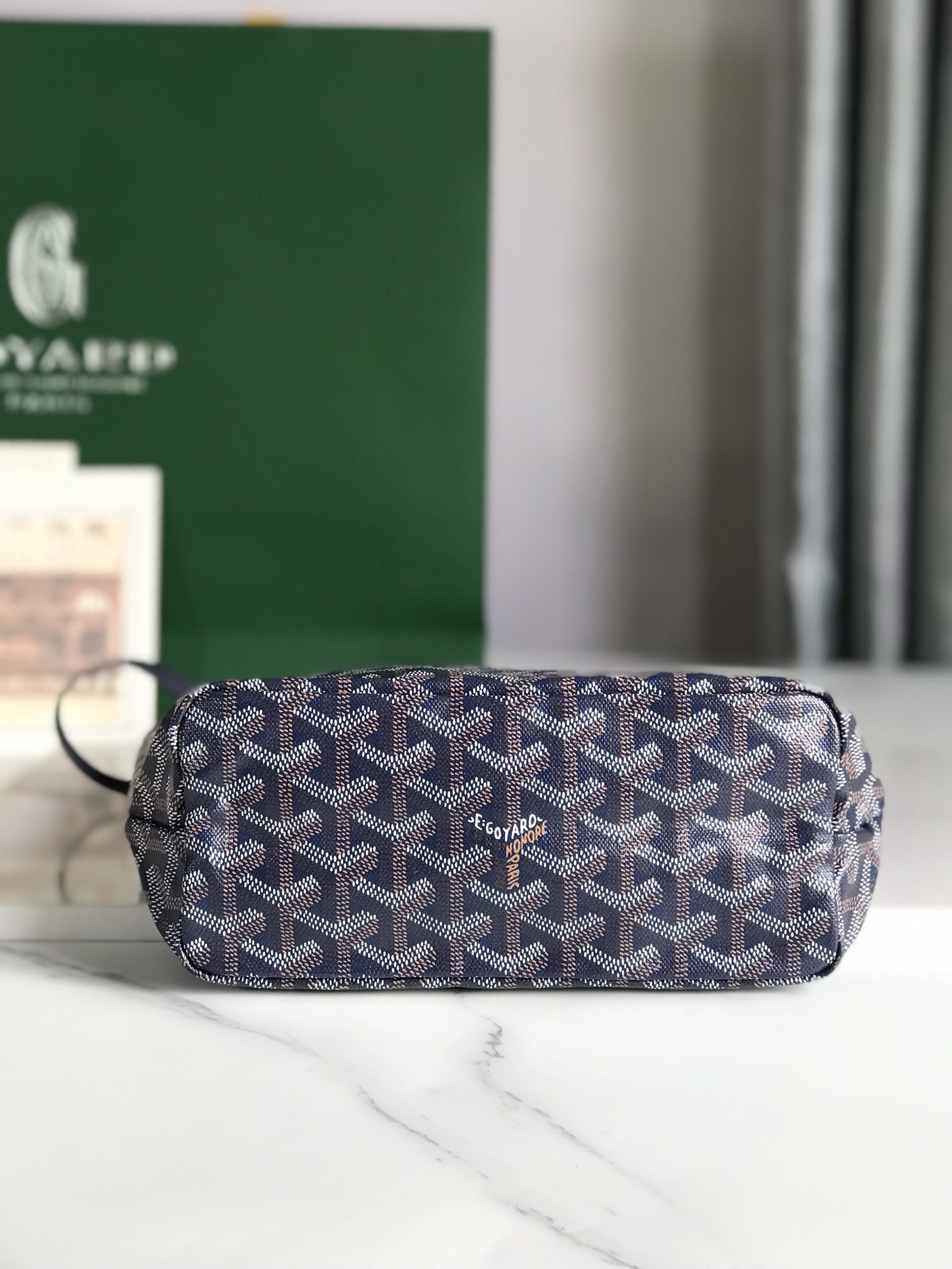 GOYARD Goyardine Reversible Mini Anjou Navy 1640367