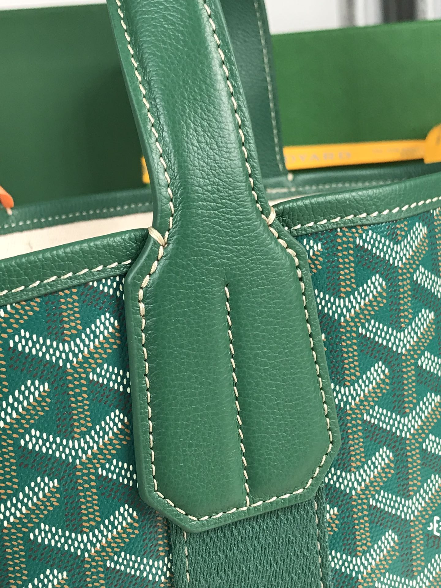 Goyard Goyardine Belharra PM Coral Tote Palladium bag green