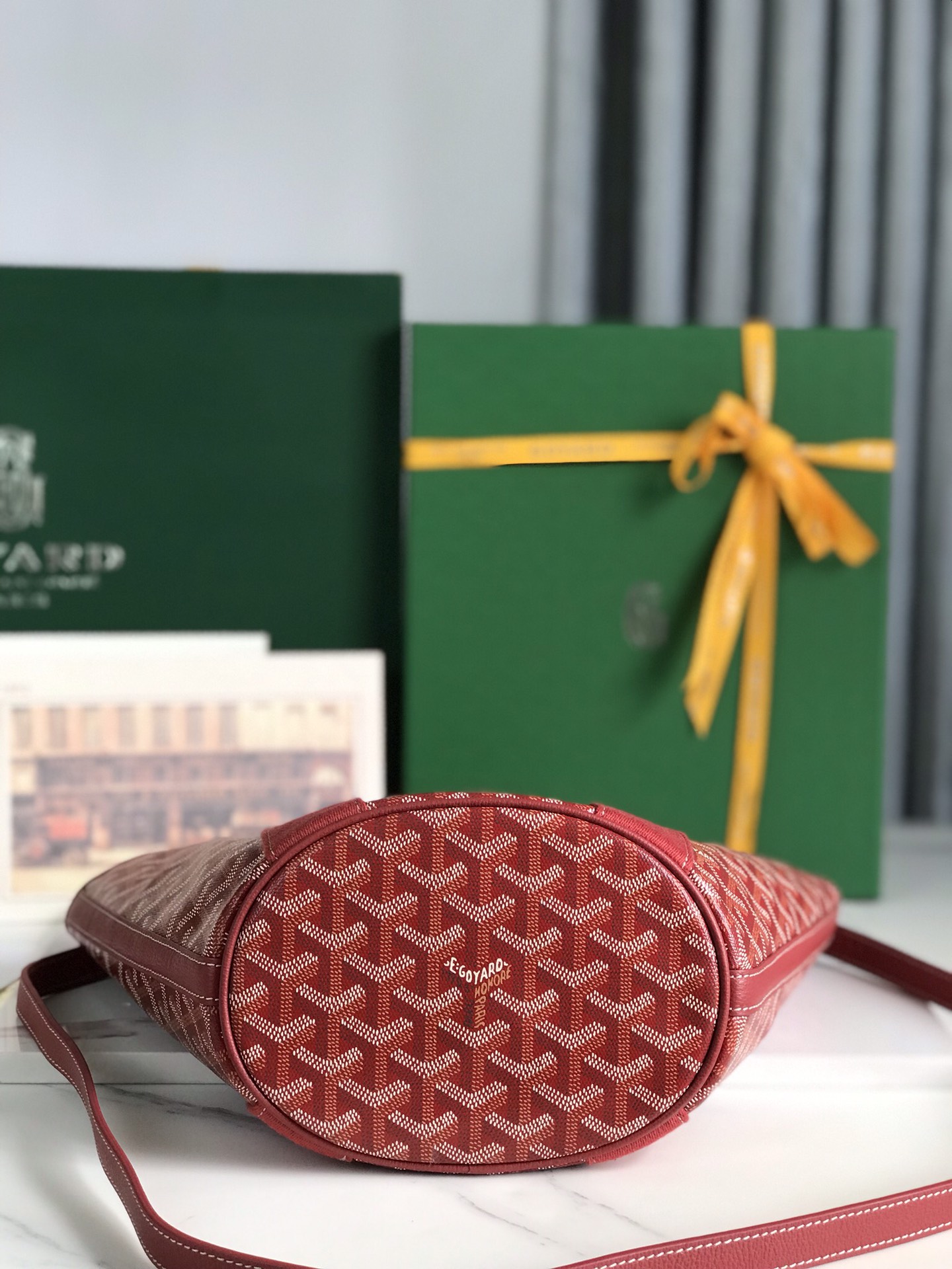 Goyard Goyardine Belharra PM Coral Tote Palladium bag red