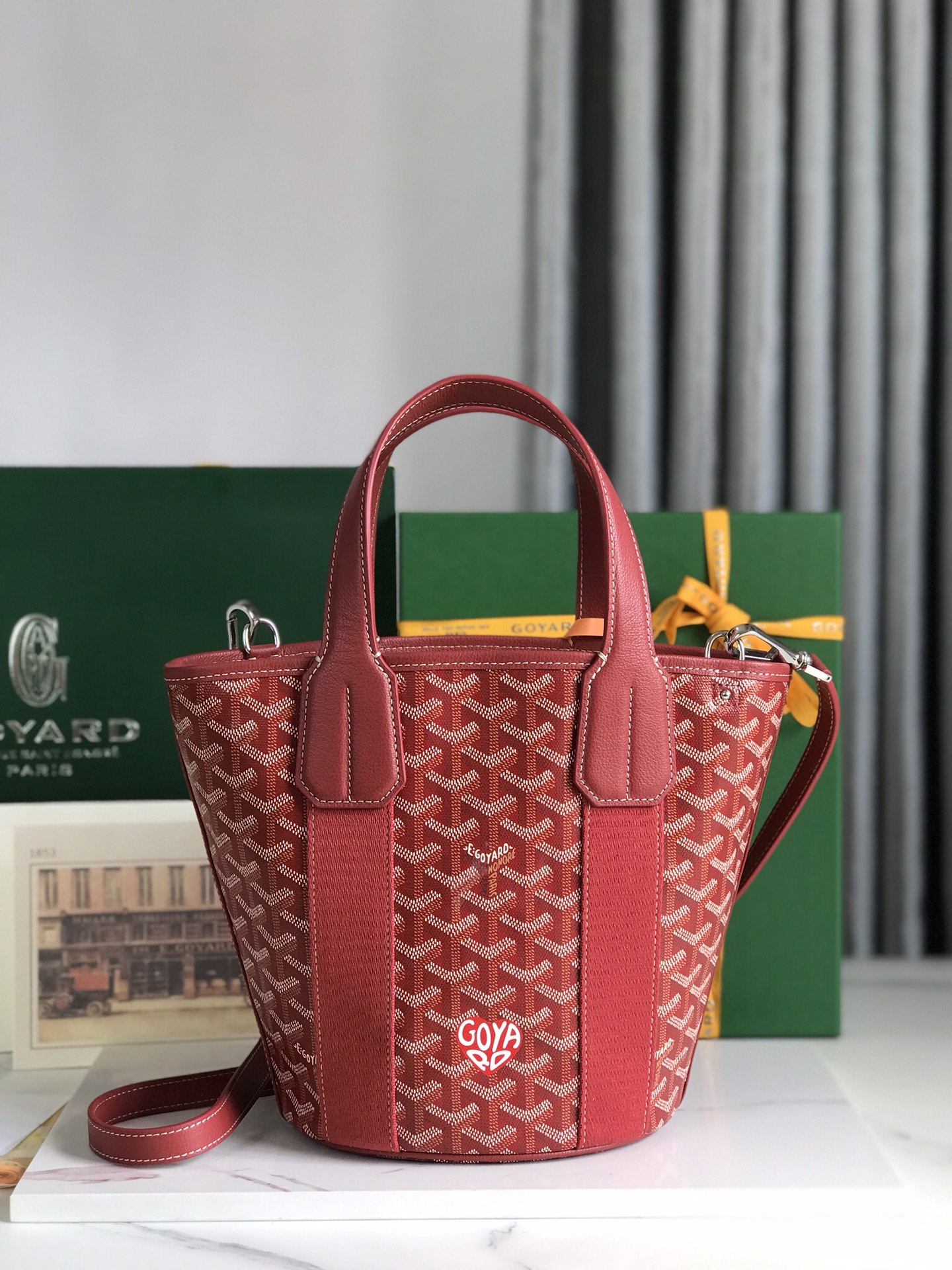 Goyard Goyardine Belharra PM Coral Tote Palladium bag red