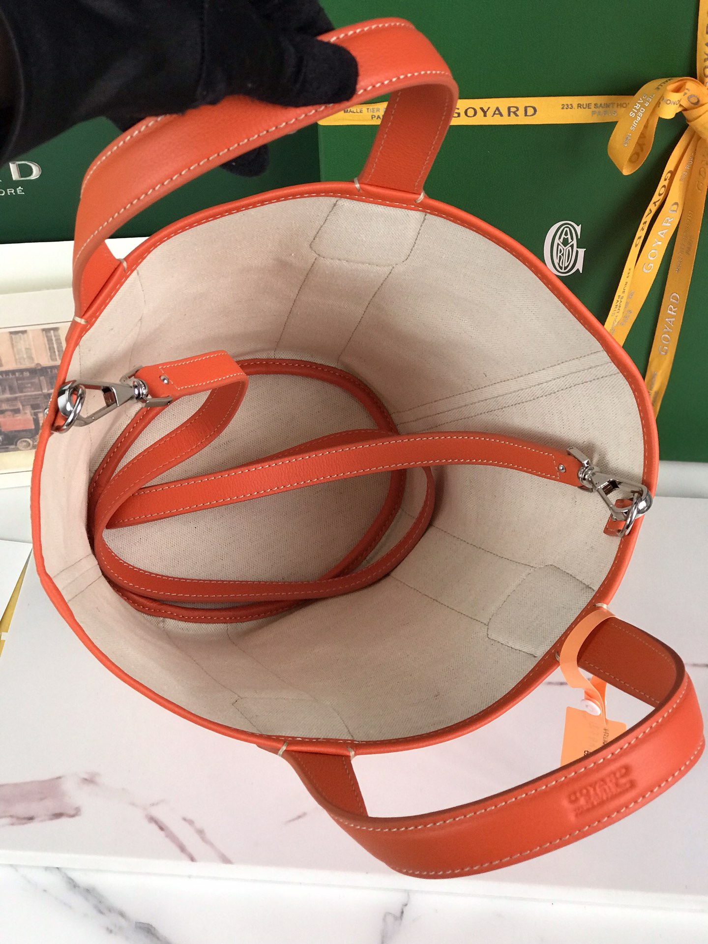 Goyard Goyardine Belharra PM Coral Tote Palladium bag orange