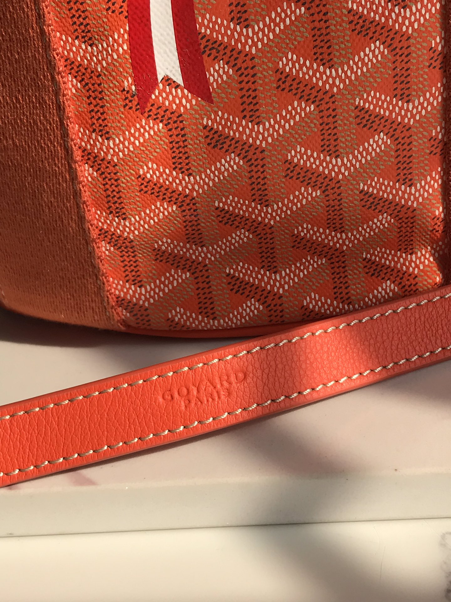 Goyard Goyardine Belharra PM Coral Tote Palladium bag orange