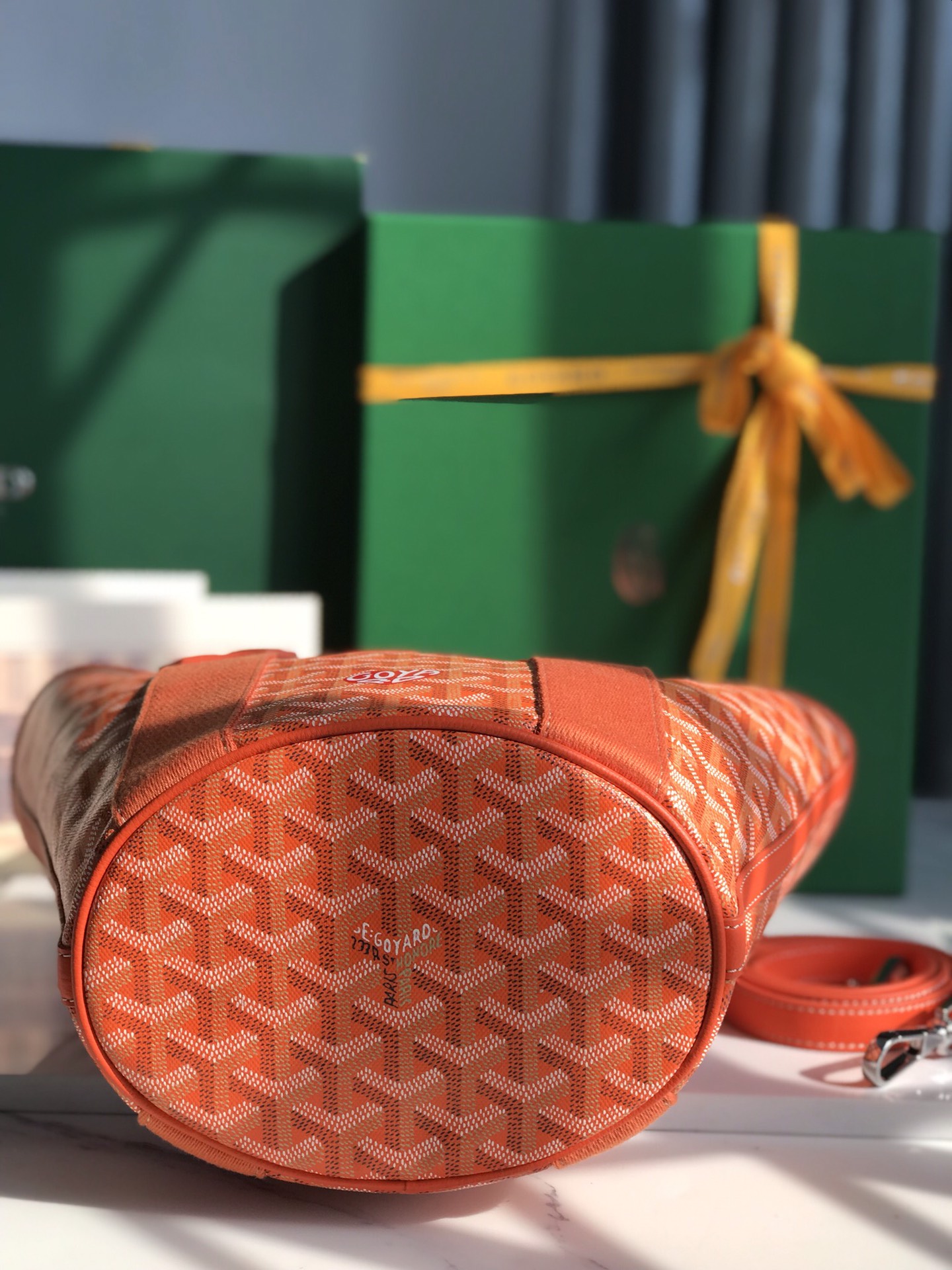 Goyard Goyardine Belharra PM Coral Tote Palladium bag orange