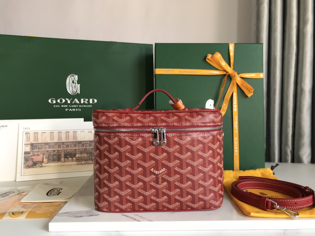 Goyard Red Goyardine Muse Vanity Case Cloth Cloth