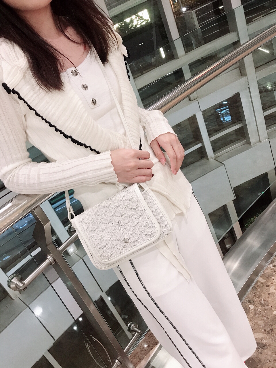 GOYARD Goyardine Plumet Wallet Clutch White 1314201 |