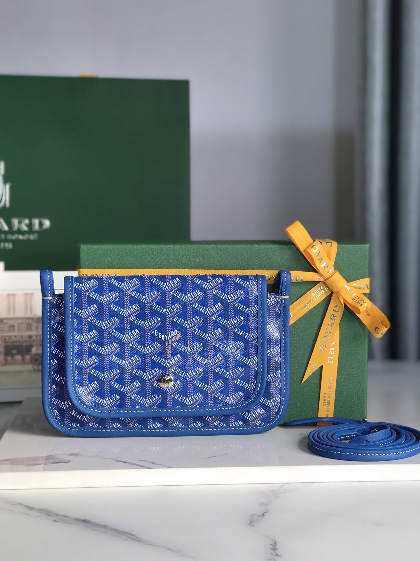 GOYARD Goyardine Plumet Wallet Clutch blue