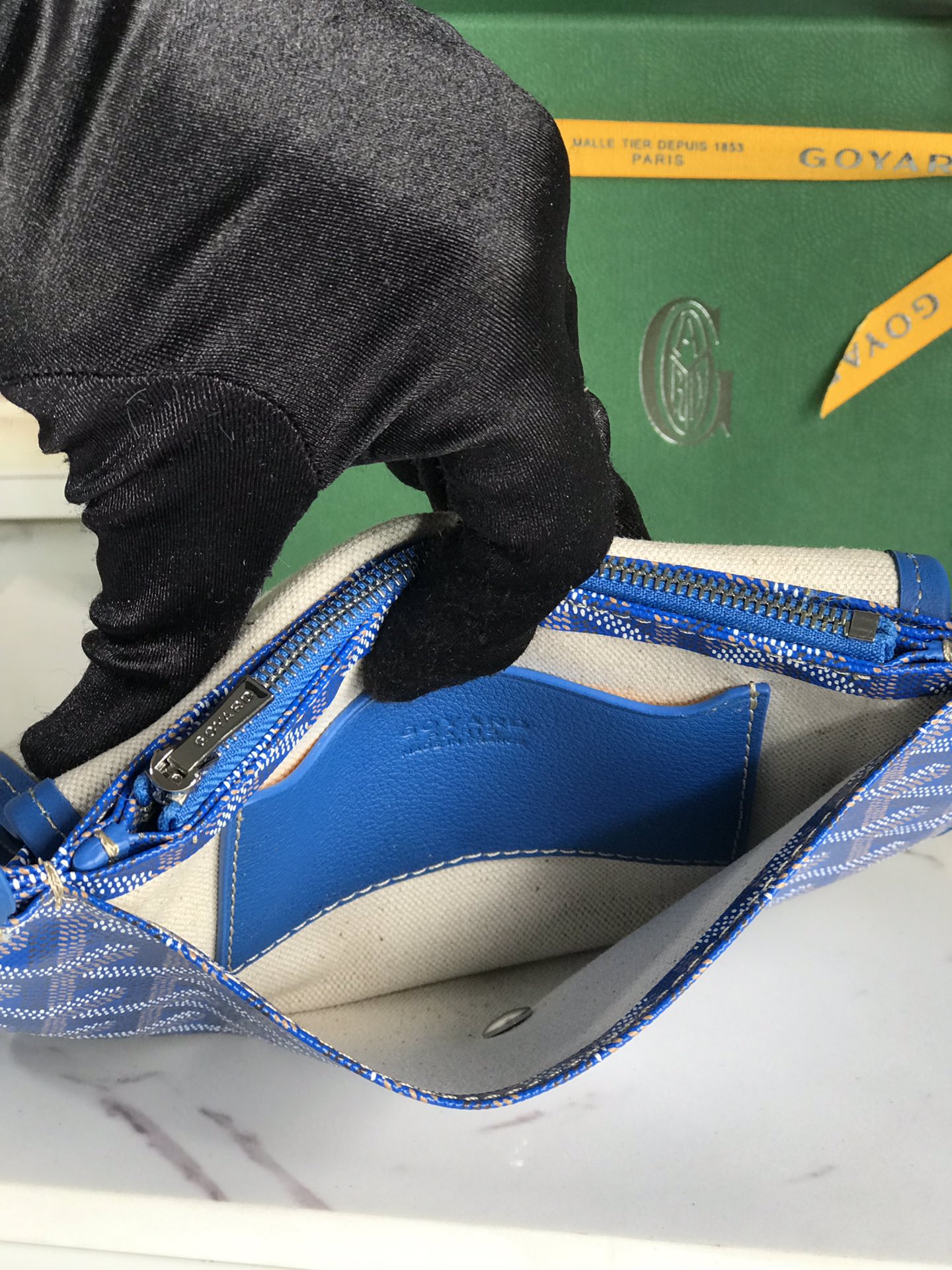 GOYARD Goyardine Plumet Wallet Clutch blue