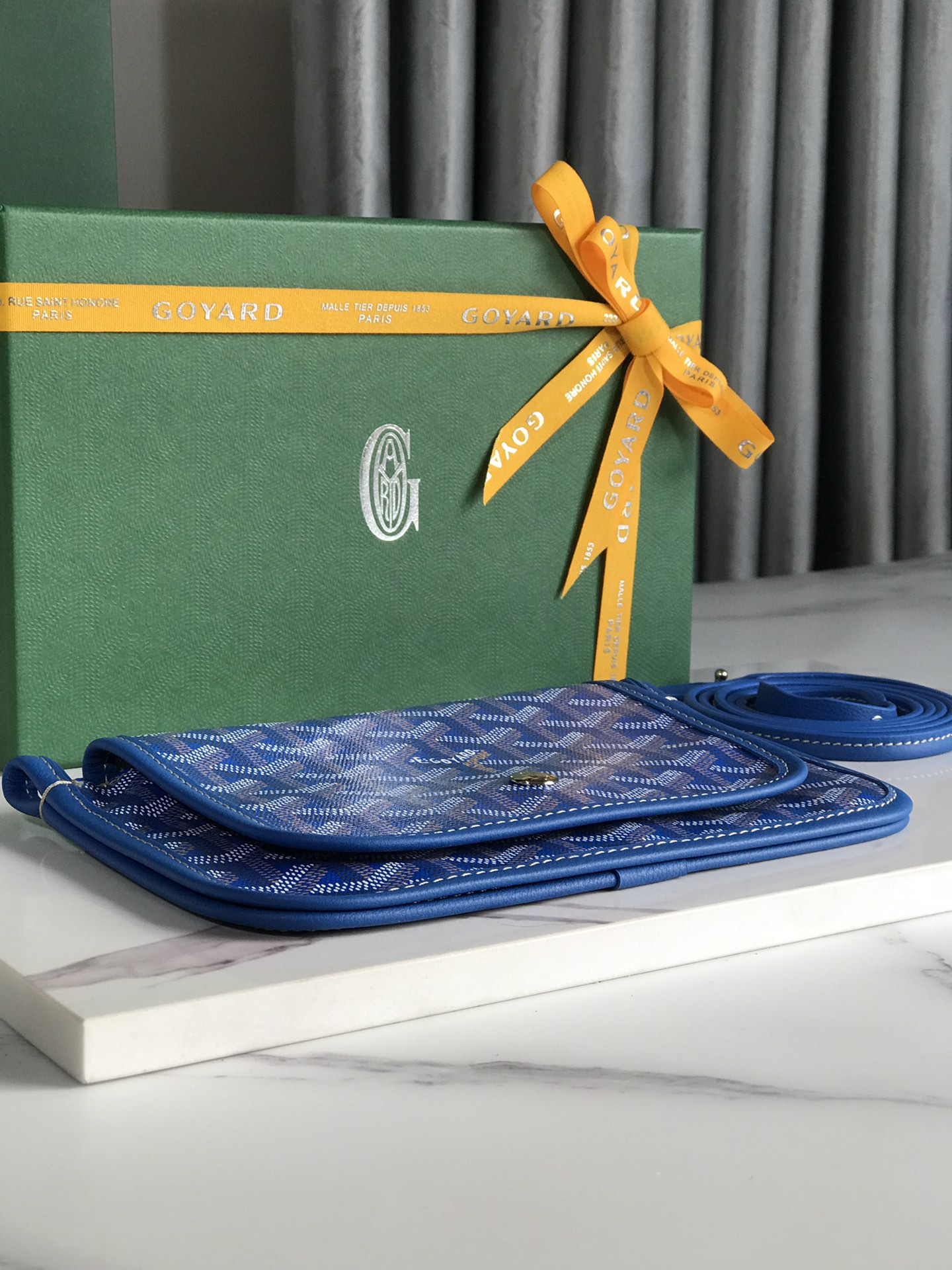 GOYARD Goyardine Plumet Wallet Clutch blue