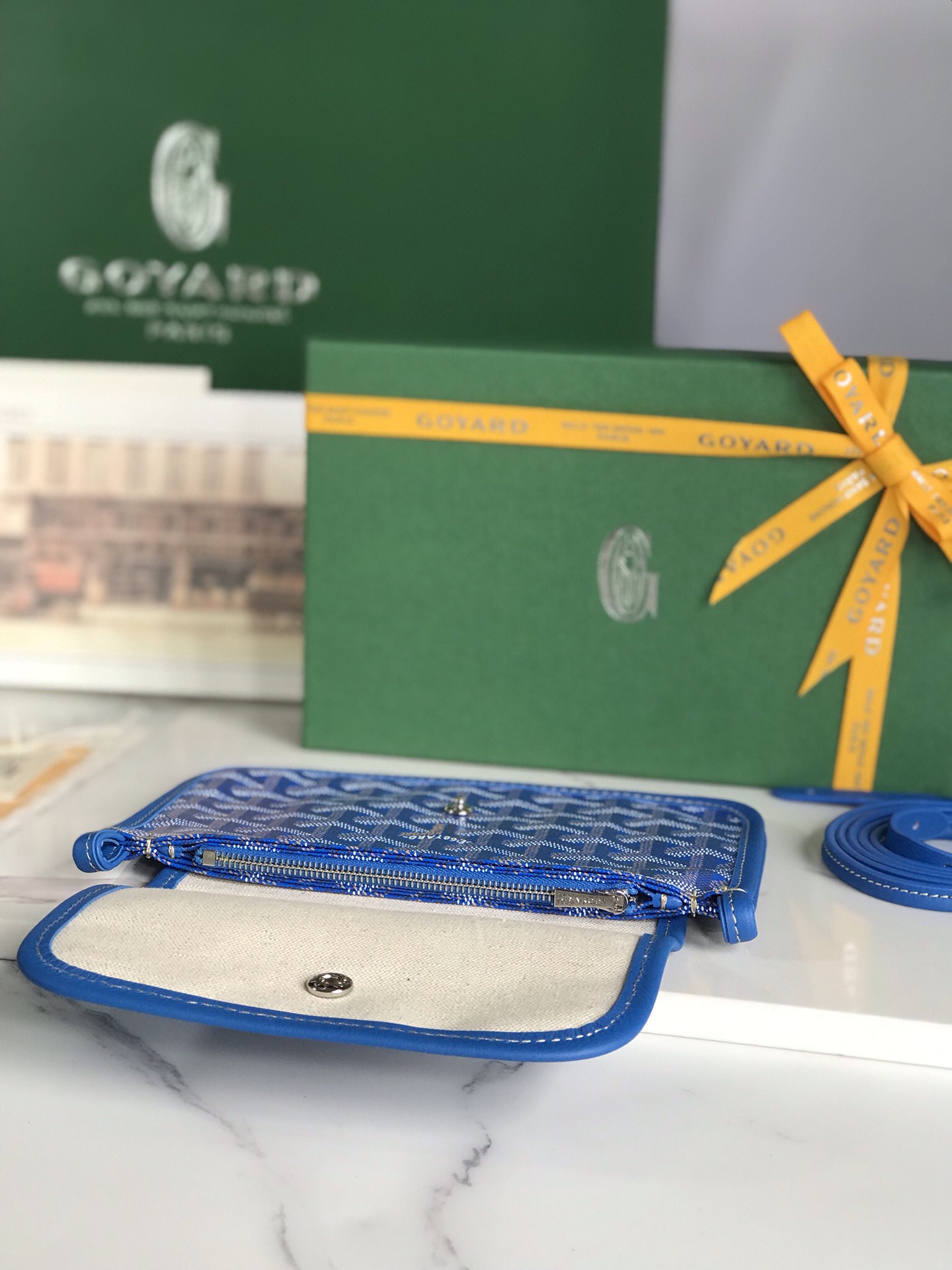 GOYARD Goyardine Plumet Wallet Clutch blue