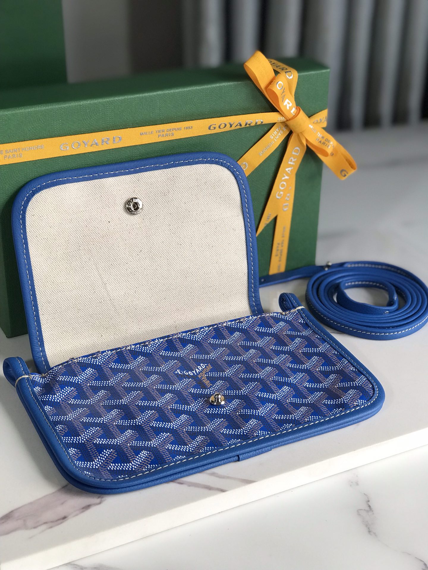 GOYARD Goyardine Plumet Wallet Clutch blue