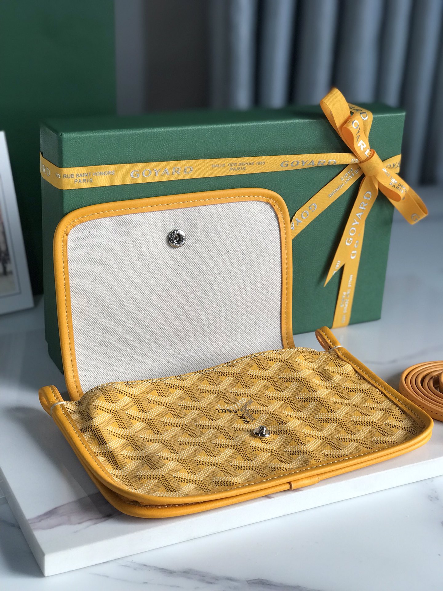 Goyard Plumet Crossbody Shoulder Bag Pochette Wallet PVC yellow