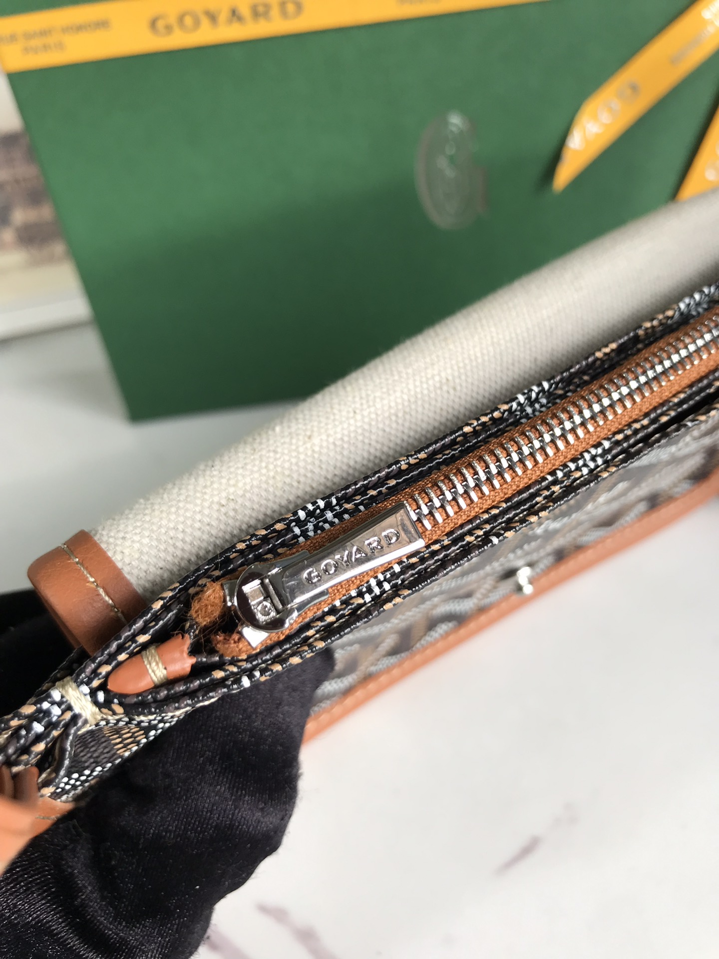 Goyard Black/Brown Chevron Print Coated Canvas Plumet