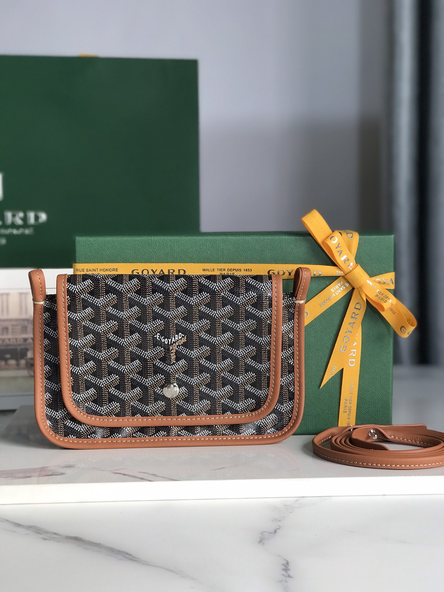 Goyard Black/Brown Chevron Print Coated Canvas Plumet