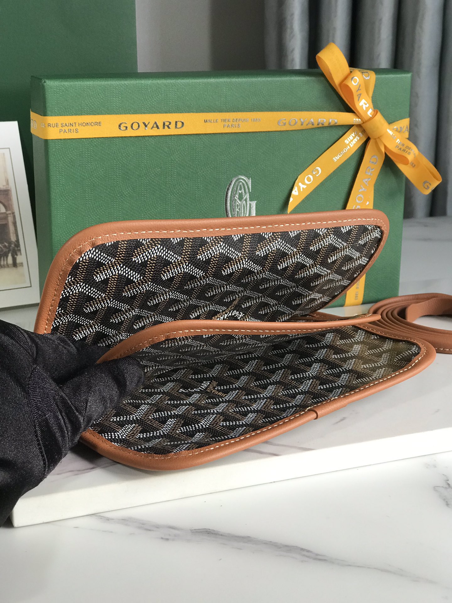 Goyard Black/Brown Chevron Print Coated Canvas Plumet