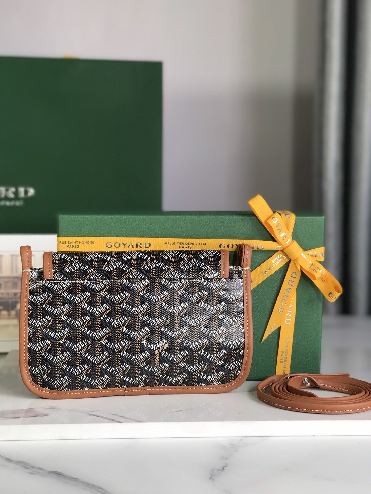 Goyard Black/Brown Chevron Print Coated Canvas Plumet
