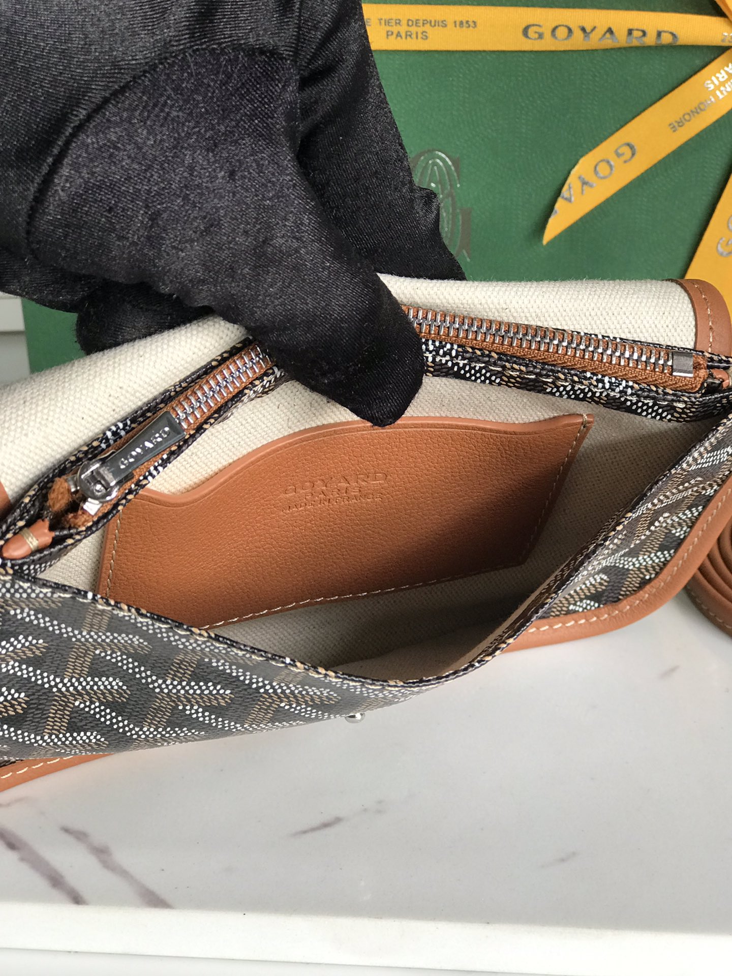 Goyard Black/Brown Chevron Print Coated Canvas Plumet