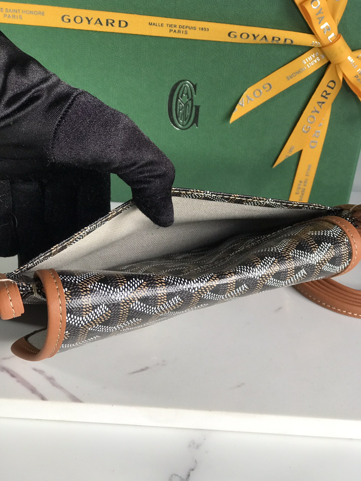 Goyard Black/Brown Chevron Print Coated Canvas Plumet