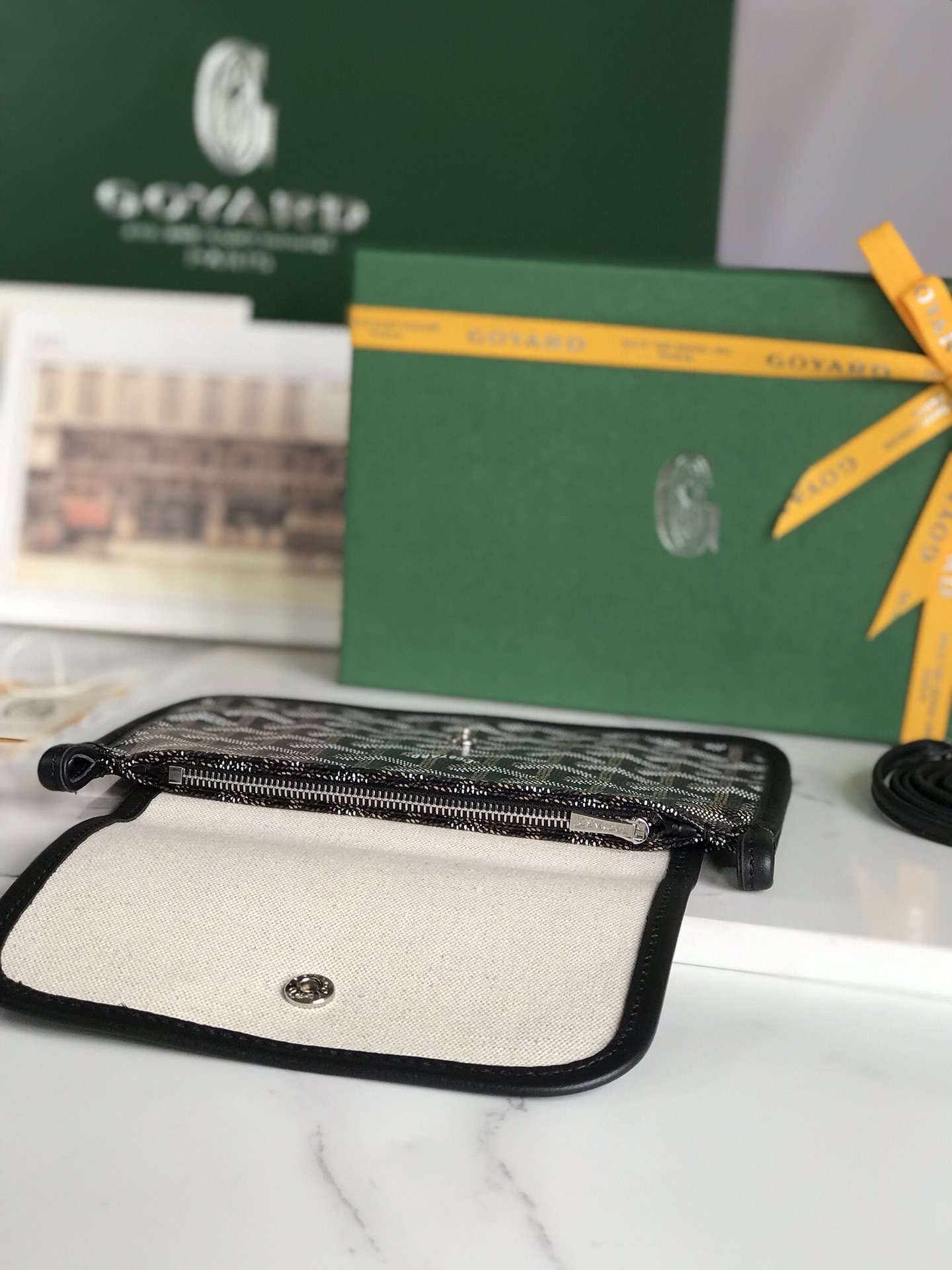 GOYARD Goyardine Plumet Wallet Clutch Black 1618002