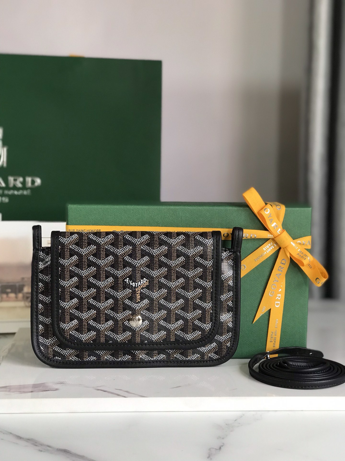 GOYARD Goyardine Plumet Wallet Clutch Black 1618002