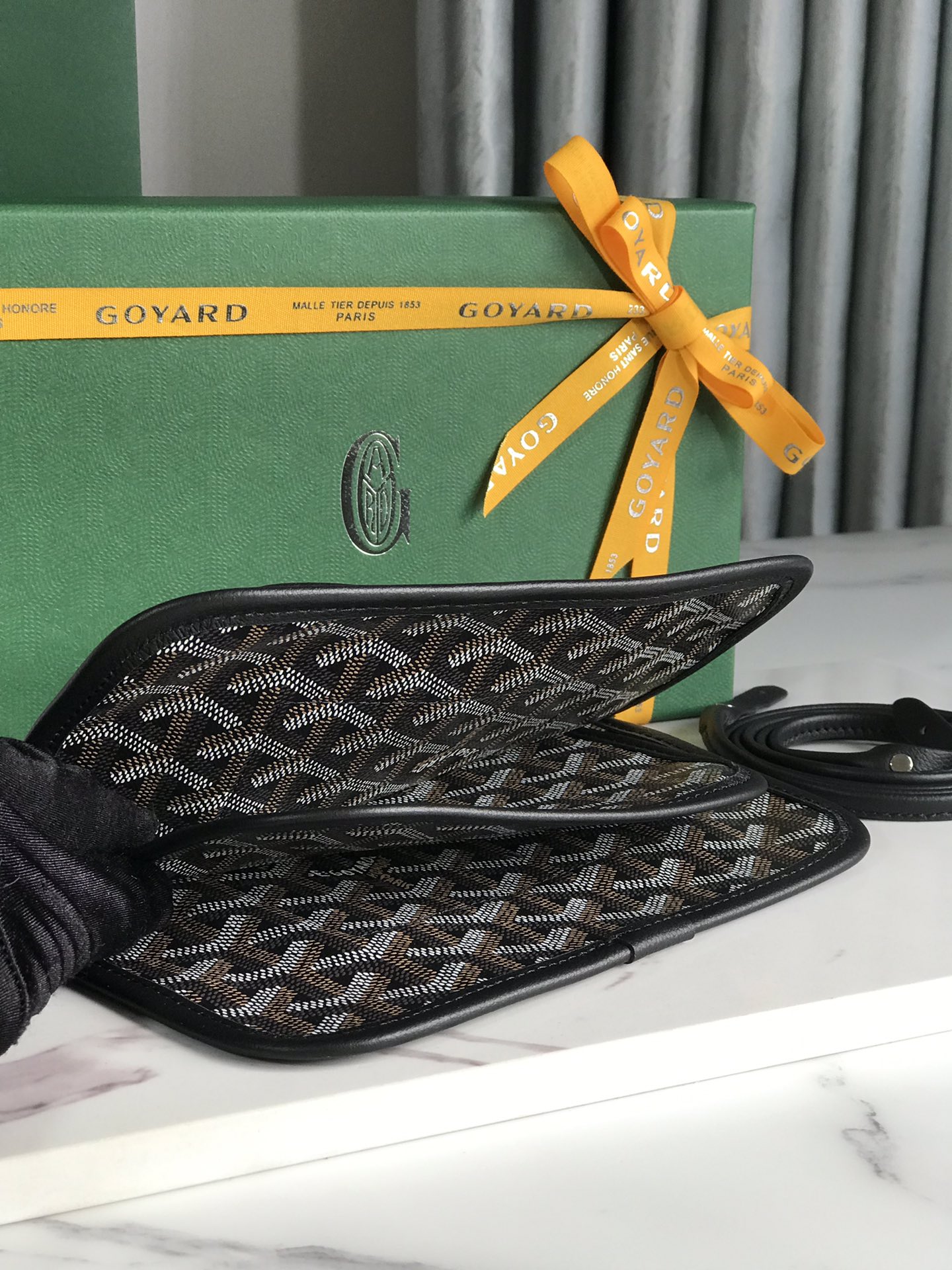 GOYARD Goyardine Plumet Wallet Clutch Black 1618002