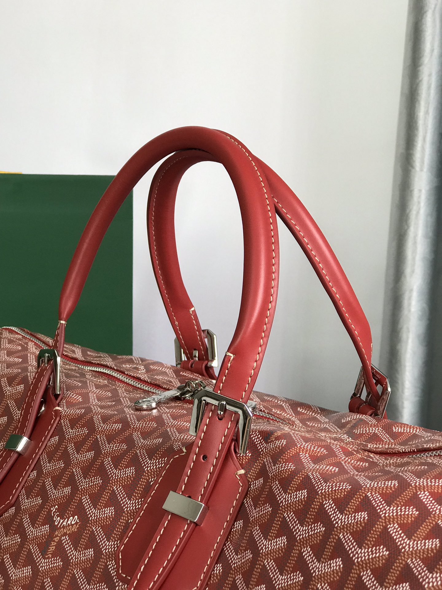 GOYARD Croix Jules Boston Bag PVC Leather Red