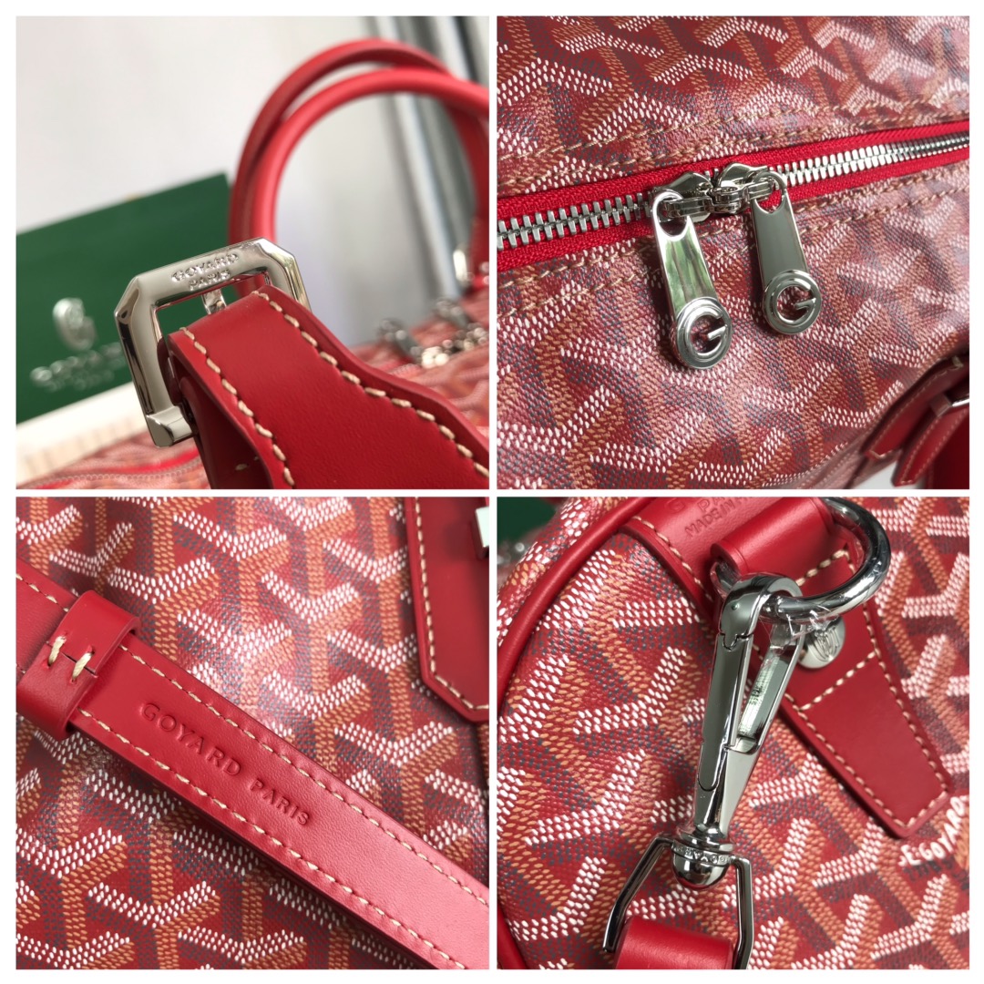 GOYARD Croix Jules Boston Bag PVC Leather Red