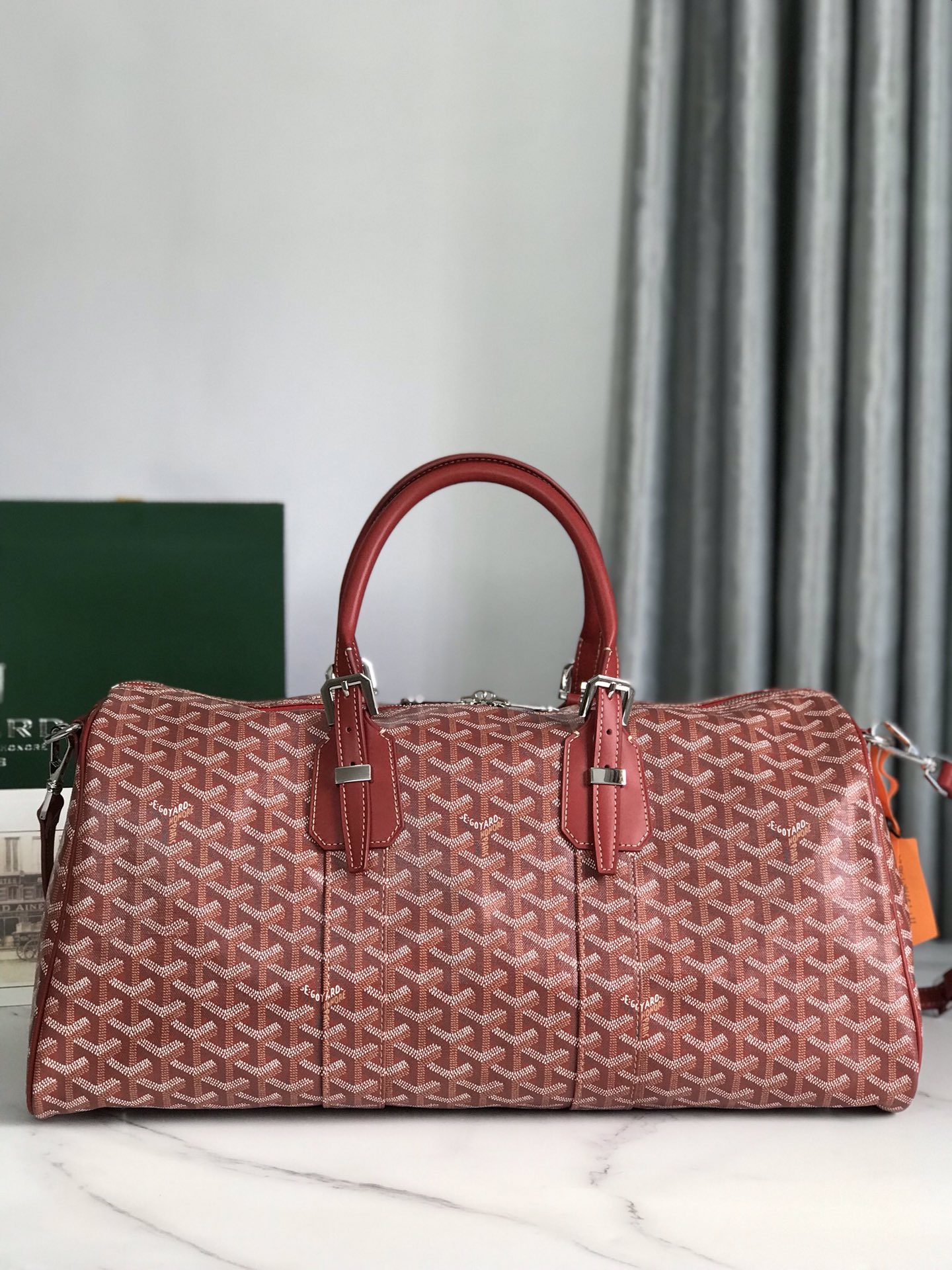 GOYARD Croix Jules Boston Bag PVC Leather Red