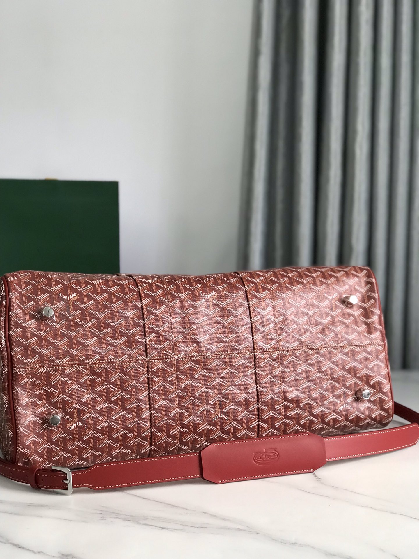GOYARD Croix Jules Boston Bag PVC Leather Red