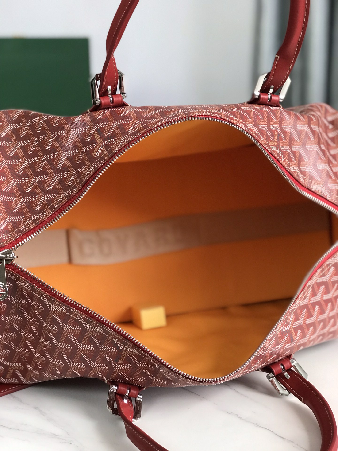 GOYARD Croix Jules Boston Bag PVC Leather Red