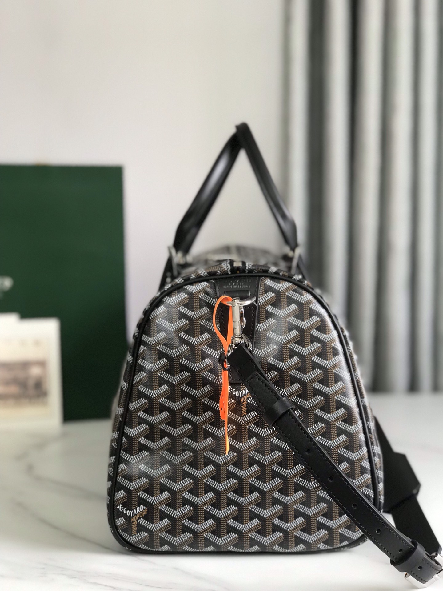 Goyard black brown Goyardine Coated Canvas Croisjour 55 Boston Bag