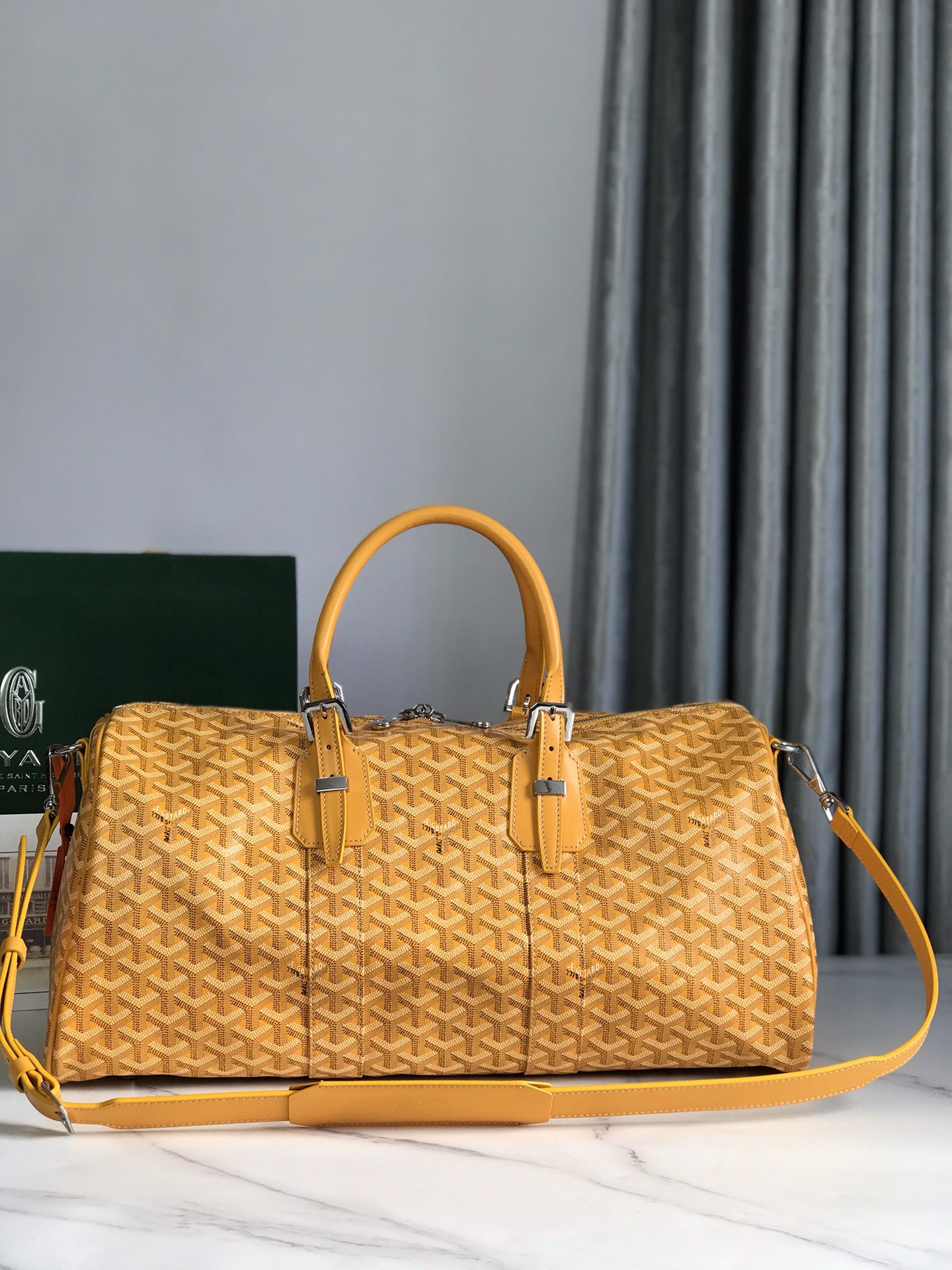 Goyard yellow Goyardine Coated Canvas Croisjour 55 Boston Bag