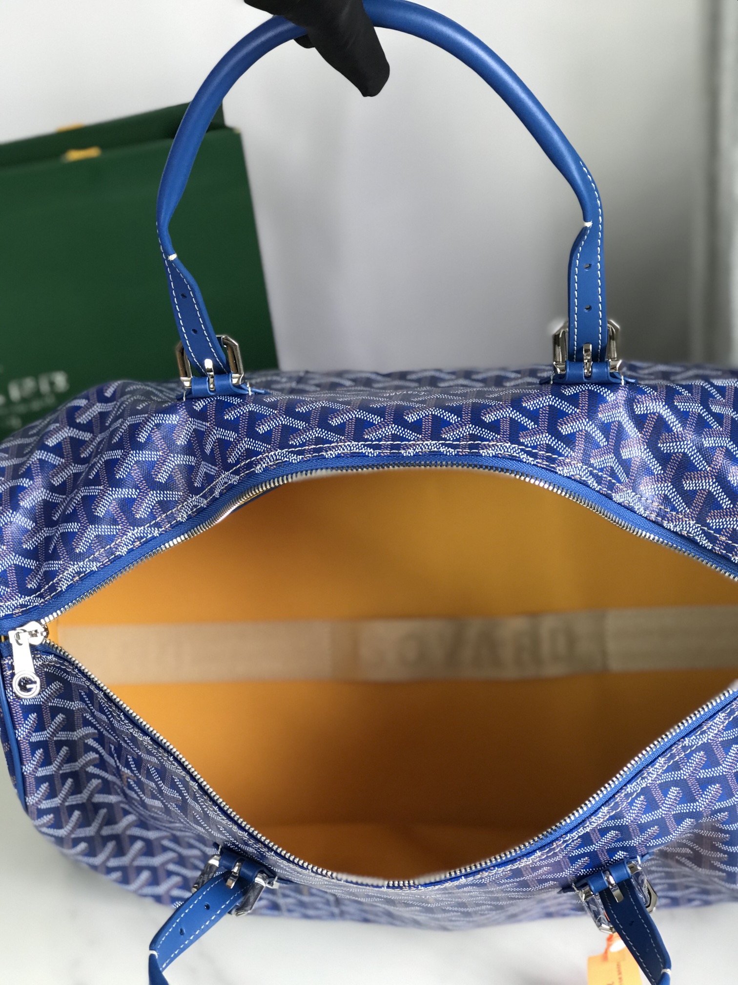 Goyard blue Goyardine Coated Canvas Croisjour 55 Boston Bag