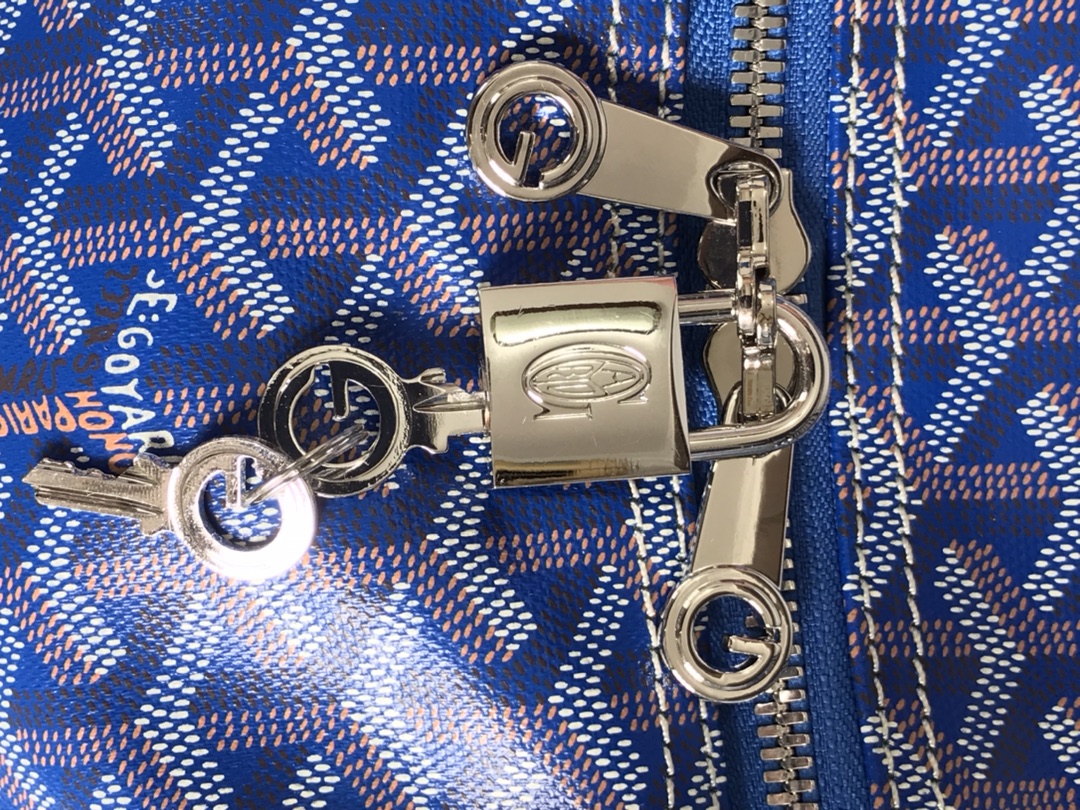 Goyard blue Goyardine Coated Canvas Croisjour 55 Boston Bag