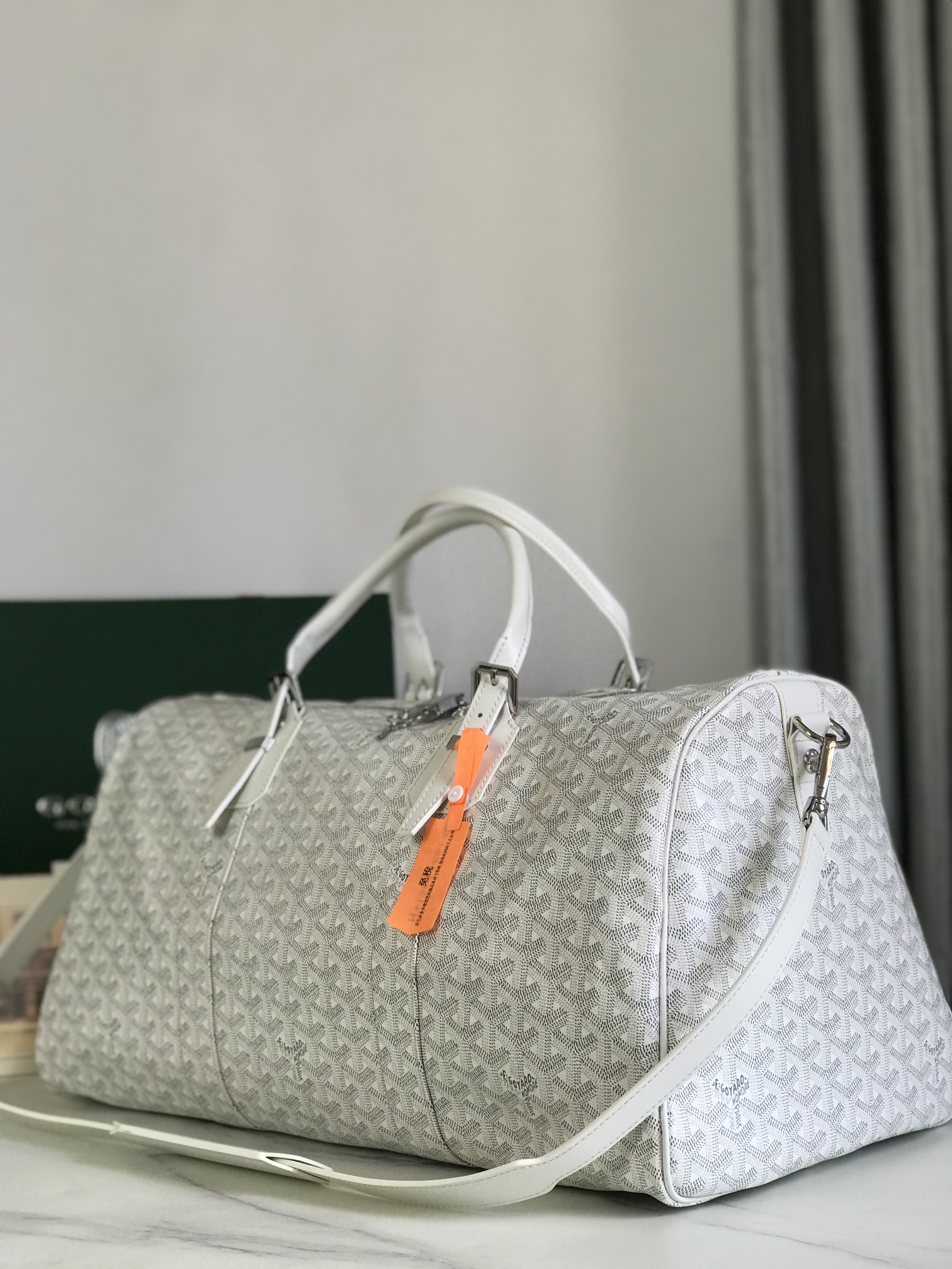 Goyard white Goyardine Coated Canvas Croisjour 55 Boston Bag