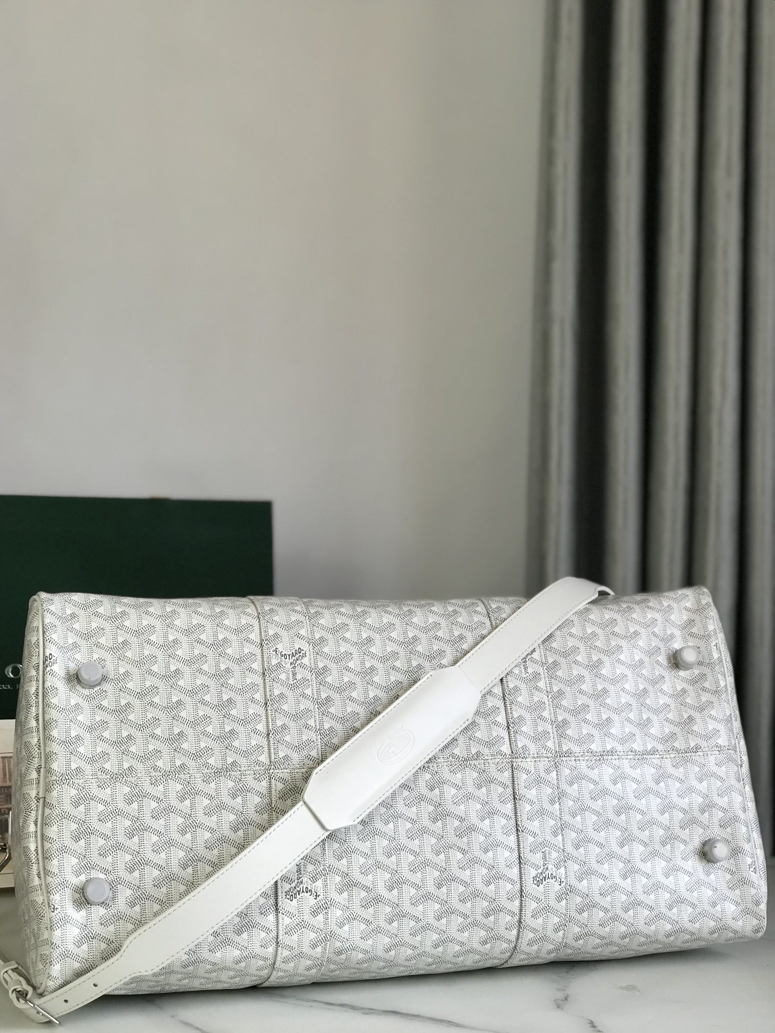 Goyard white Goyardine Coated Canvas Croisjour 55 Boston Bag