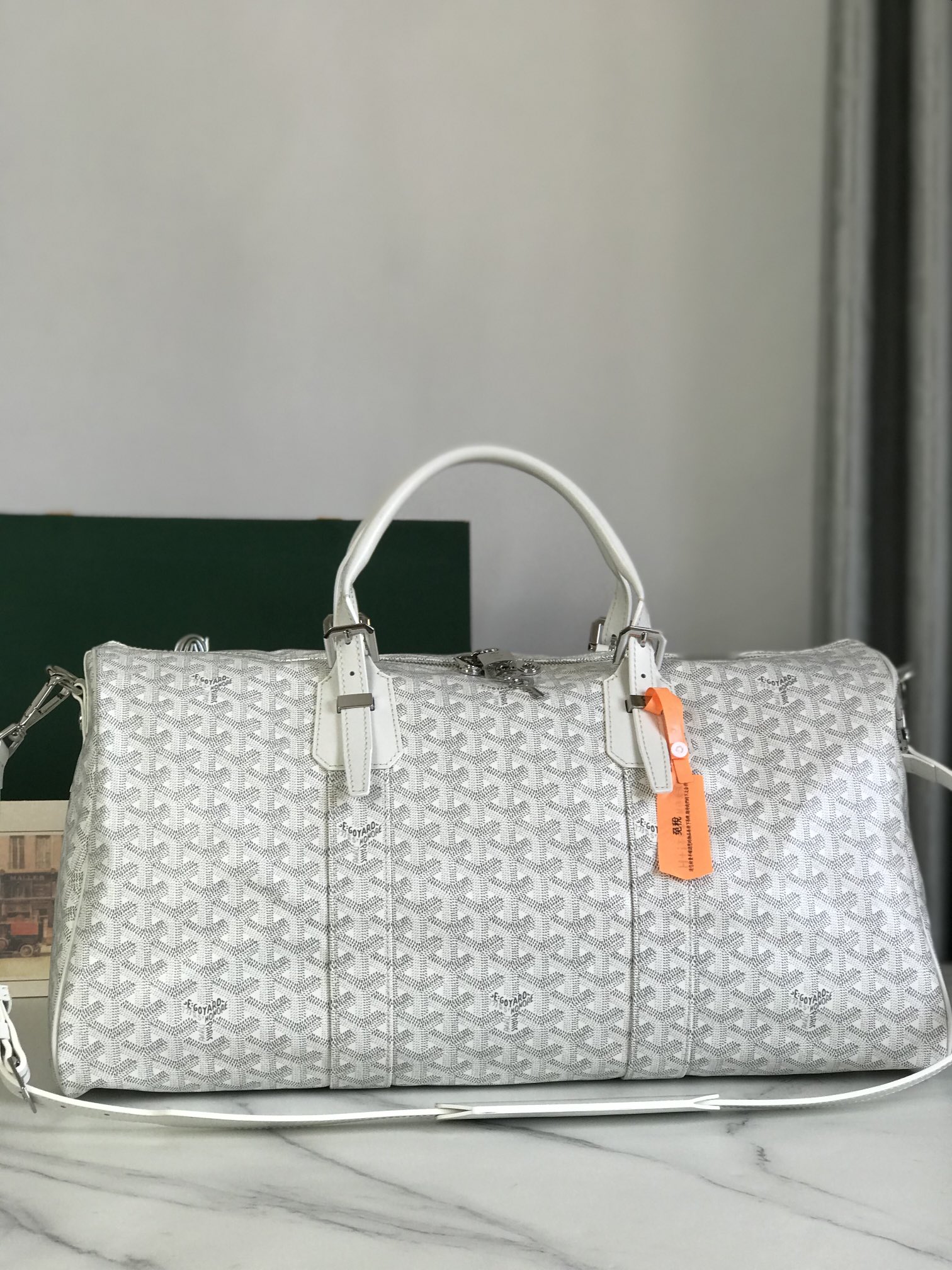 Goyard white Goyardine Coated Canvas Croisjour 55 Boston Bag