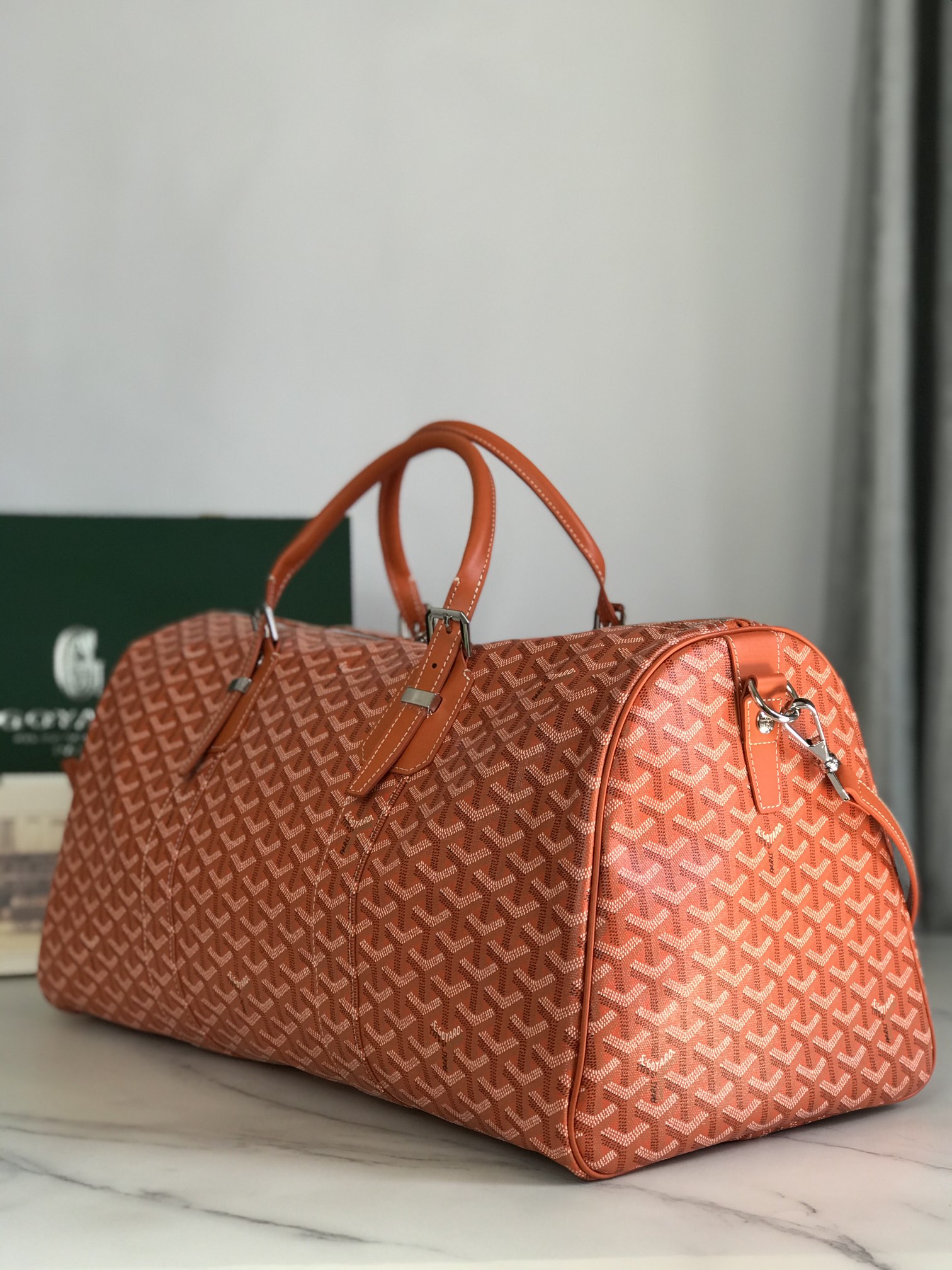 Goyard orange Goyardine Coated Canvas Croisjour 55 Boston Bag