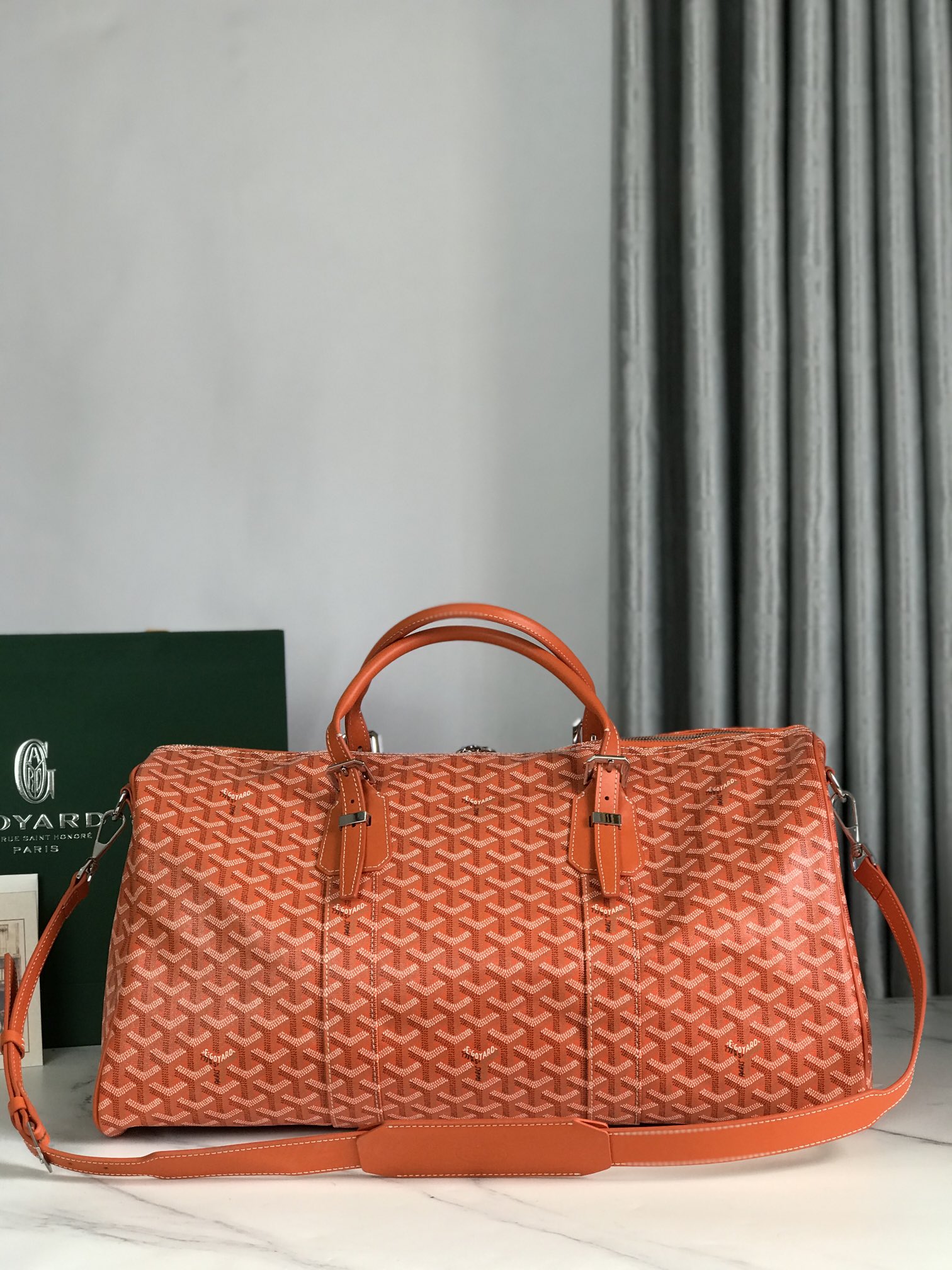 Goyard orange Goyardine Coated Canvas Croisjour 55 Boston Bag